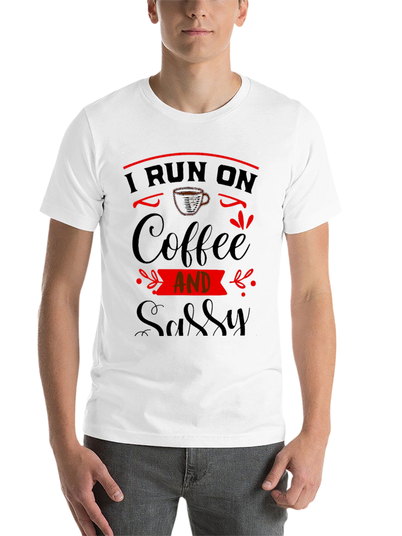 Black I Run On Coffee And Sassy Black Graphic Tee view 14