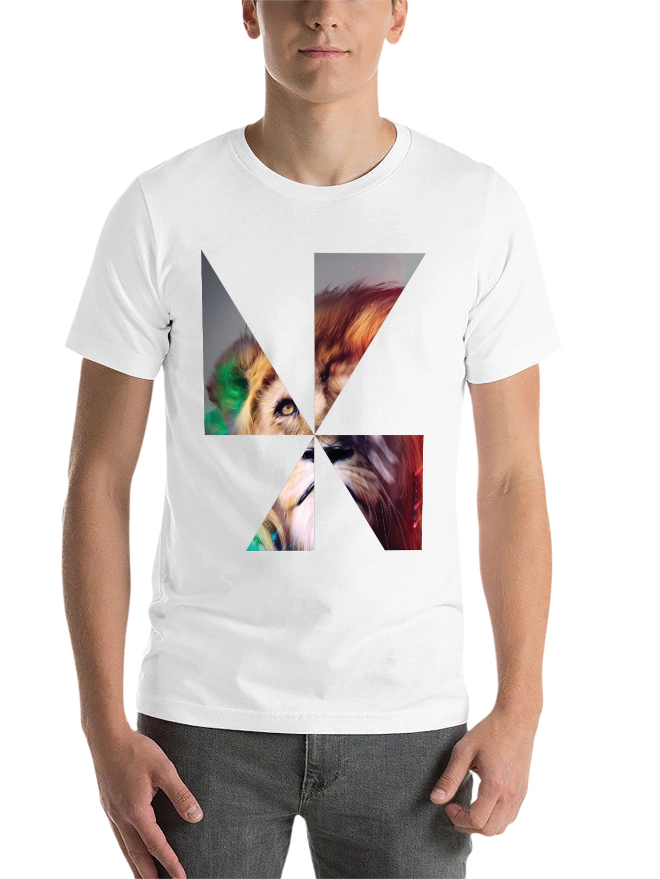 Black Abstract Lion Head Graphic T-Shirt view 14