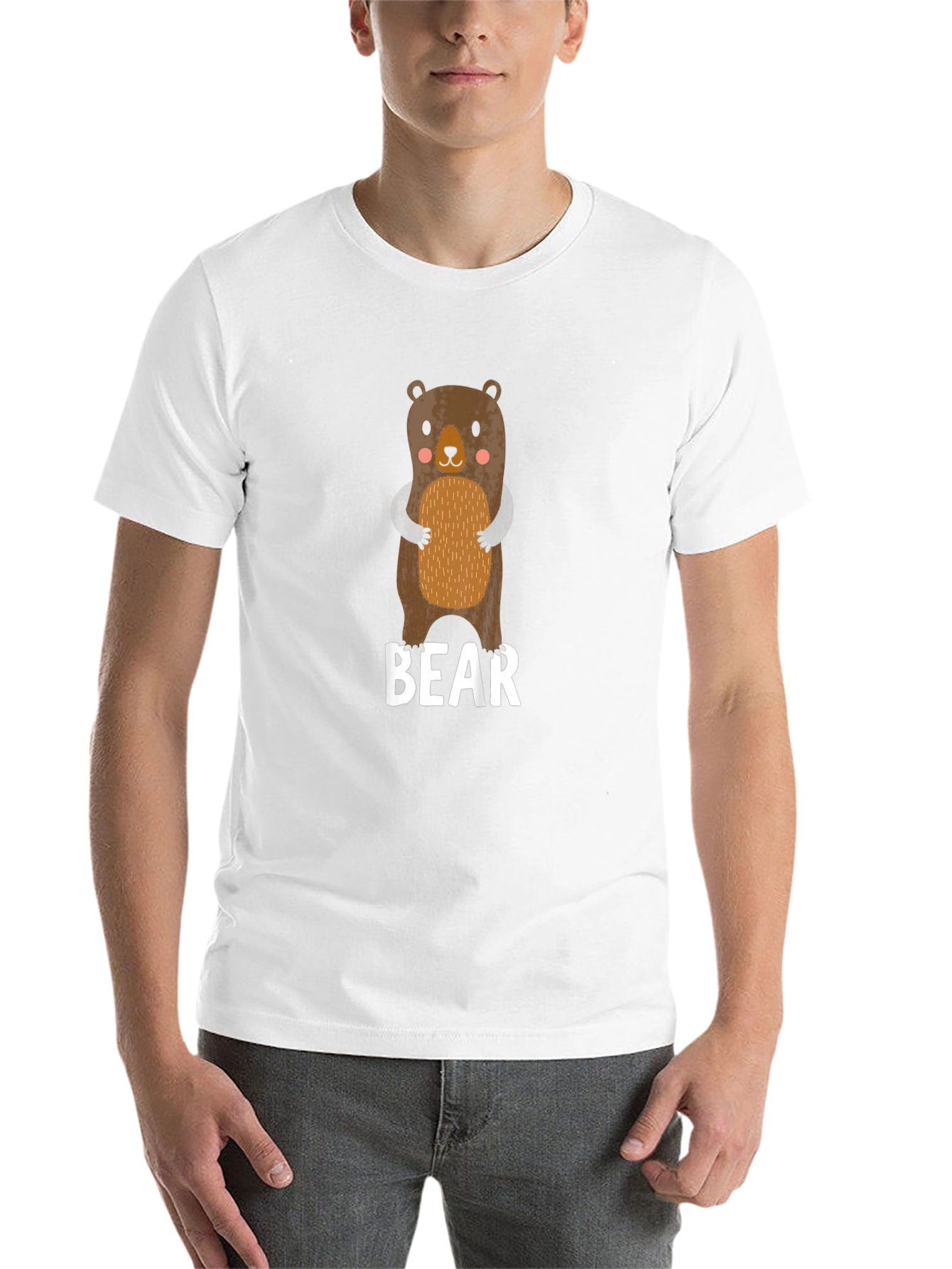 Black Cute Bear Graphic Black T-Shirt view 14