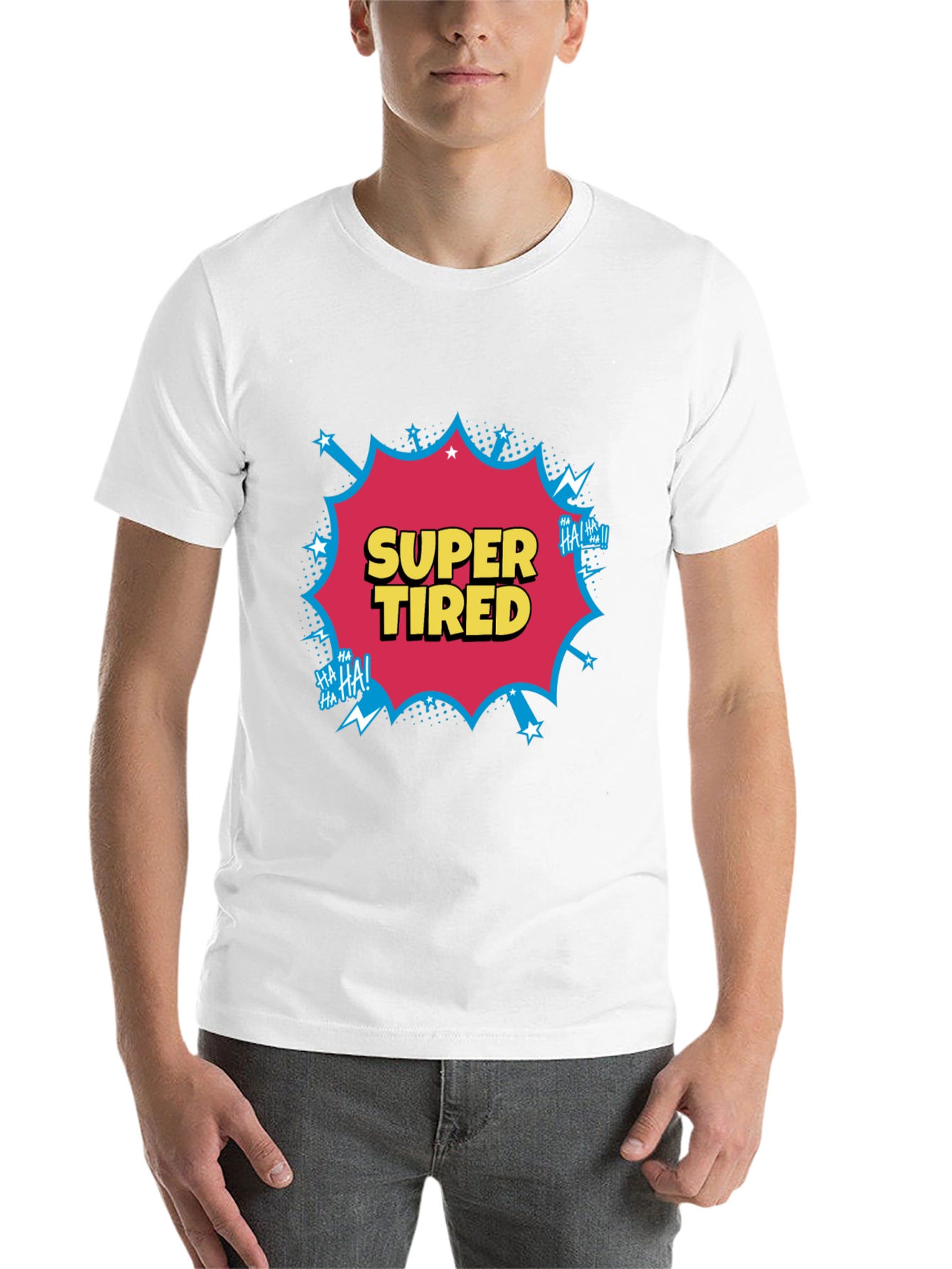 Black Super Tired Comic Graphic T-Shirt view 14