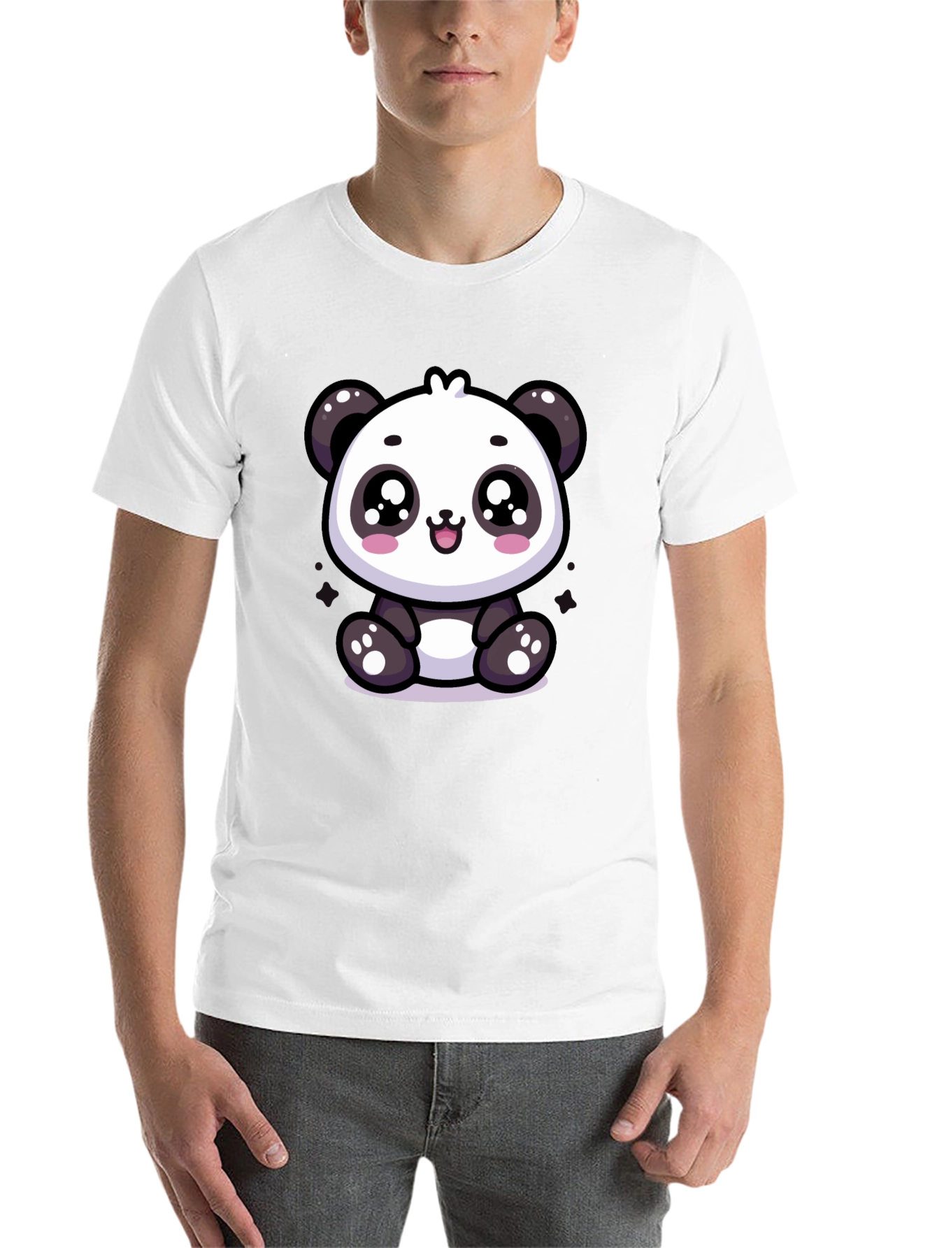 Black Cute Panda Graphic Tee - Soft Cotton Blend view 14