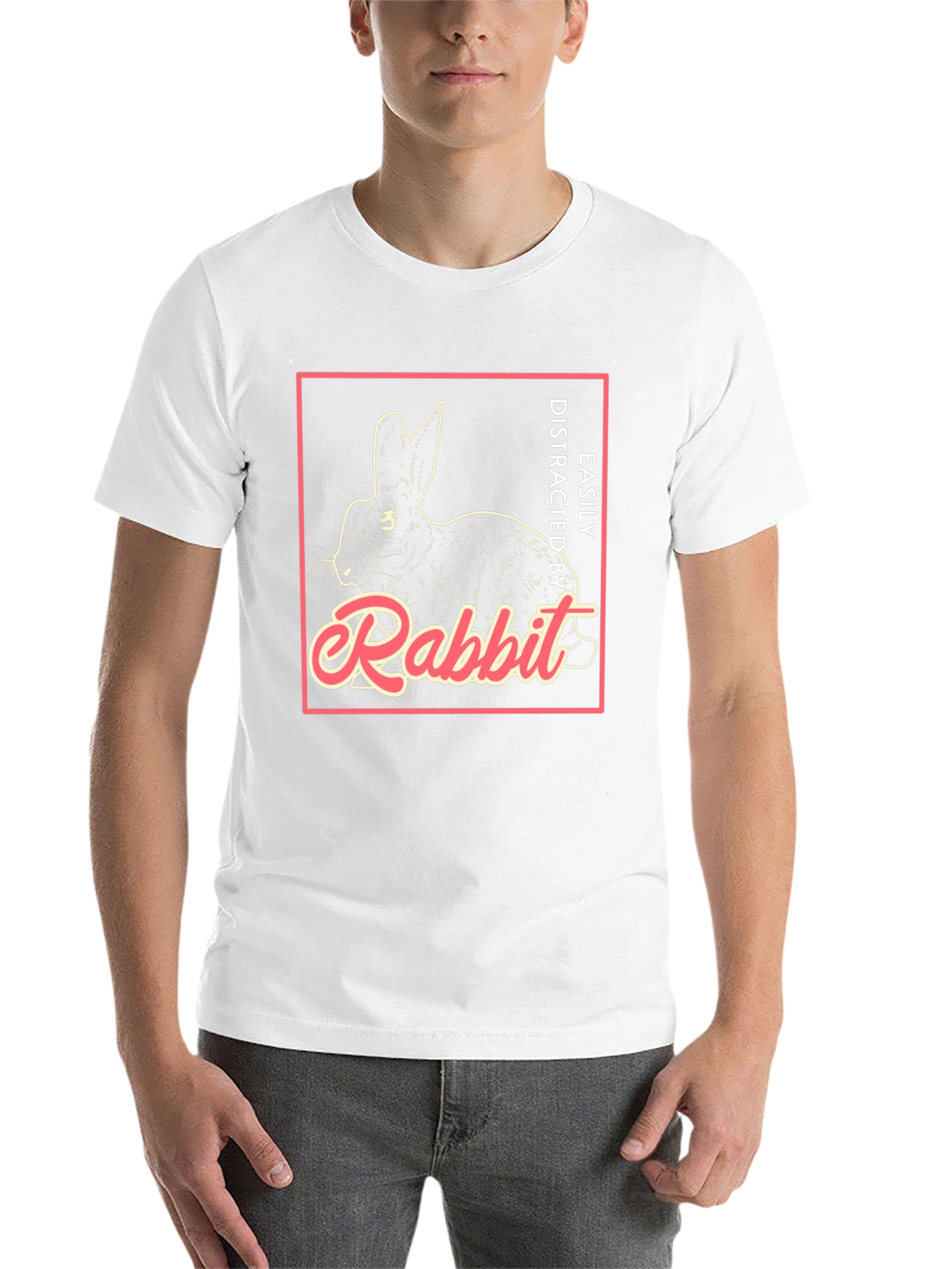 Black Easily Distracted by Rabbit T-Shirt view 14