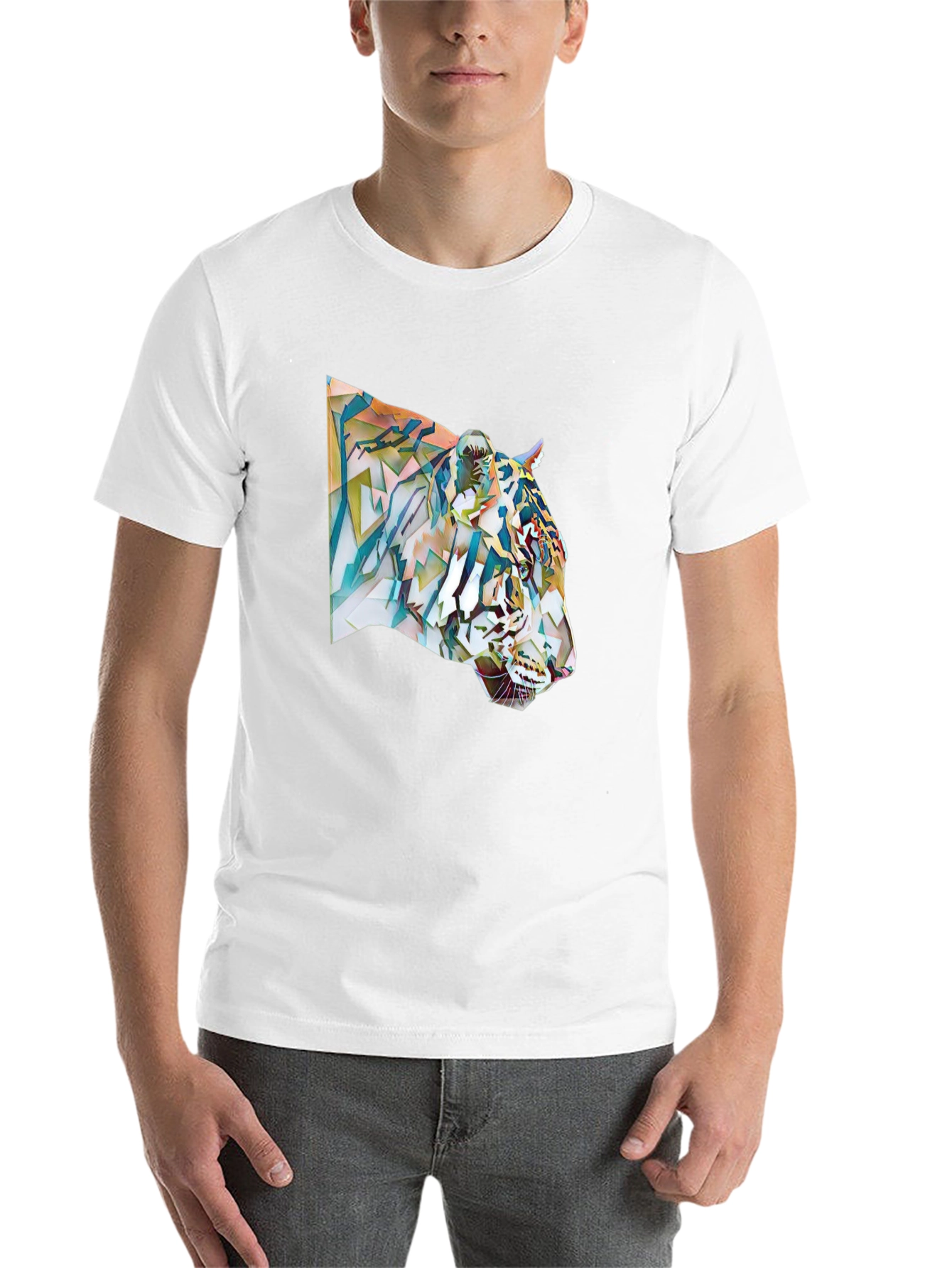 Black Abstract Tiger Graphic Tee - Cool Men's T-Shirt view 14