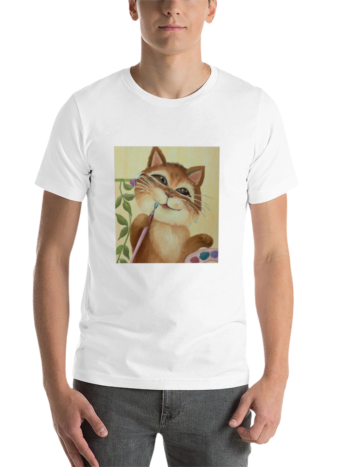 Cat Artist T-Shirt - Whimsical Painter Tee - 14
