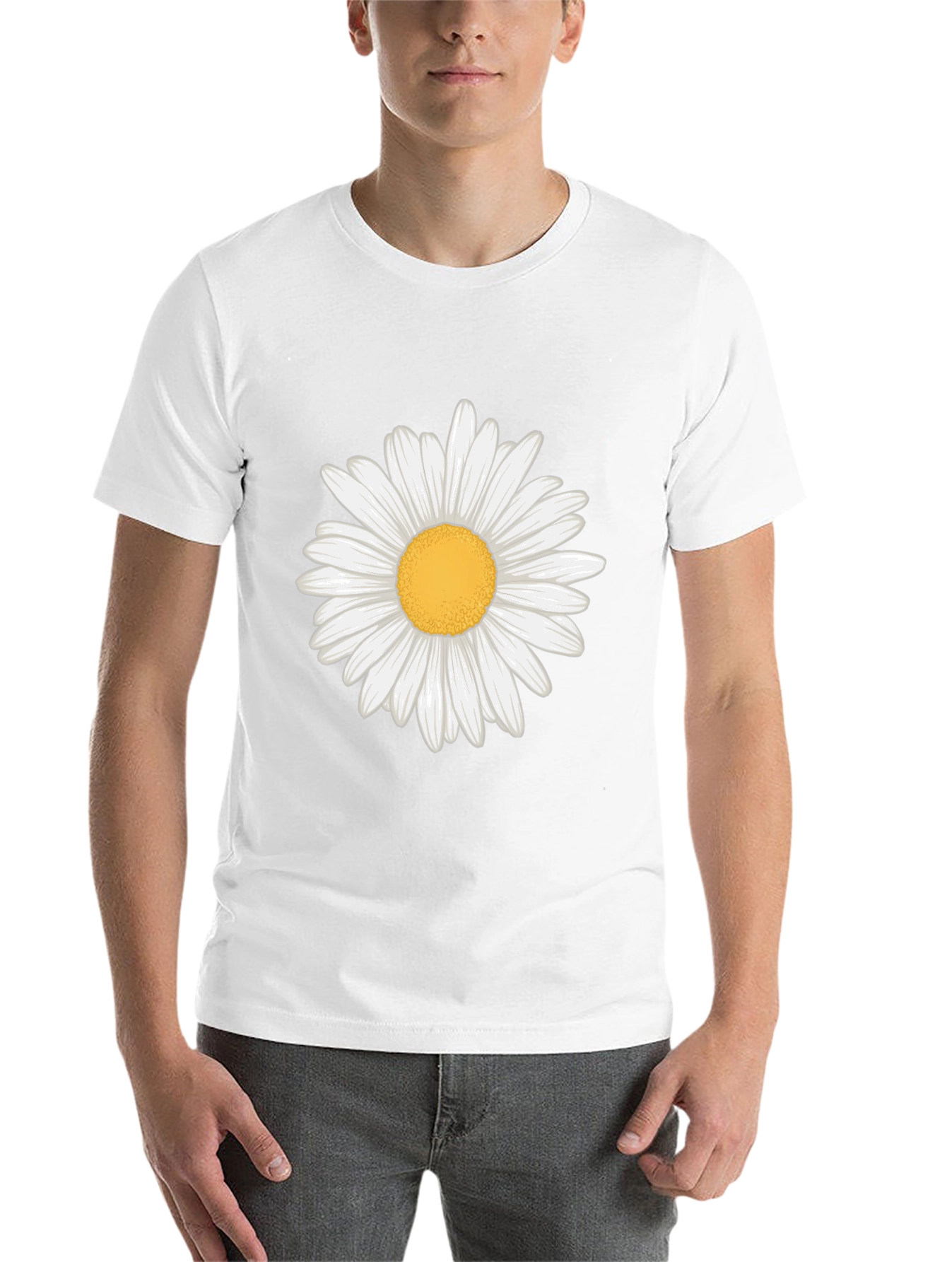 Black Daisy Graphic Tee - Black Cotton Casual view 14