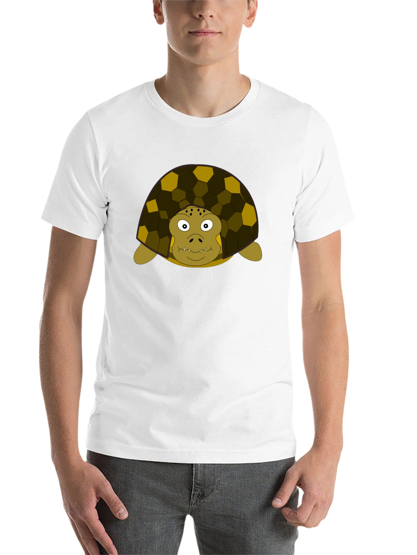 Black Cartoon Turtle Graphic Tee - Unisex Crew Neck T-Shirt view 14