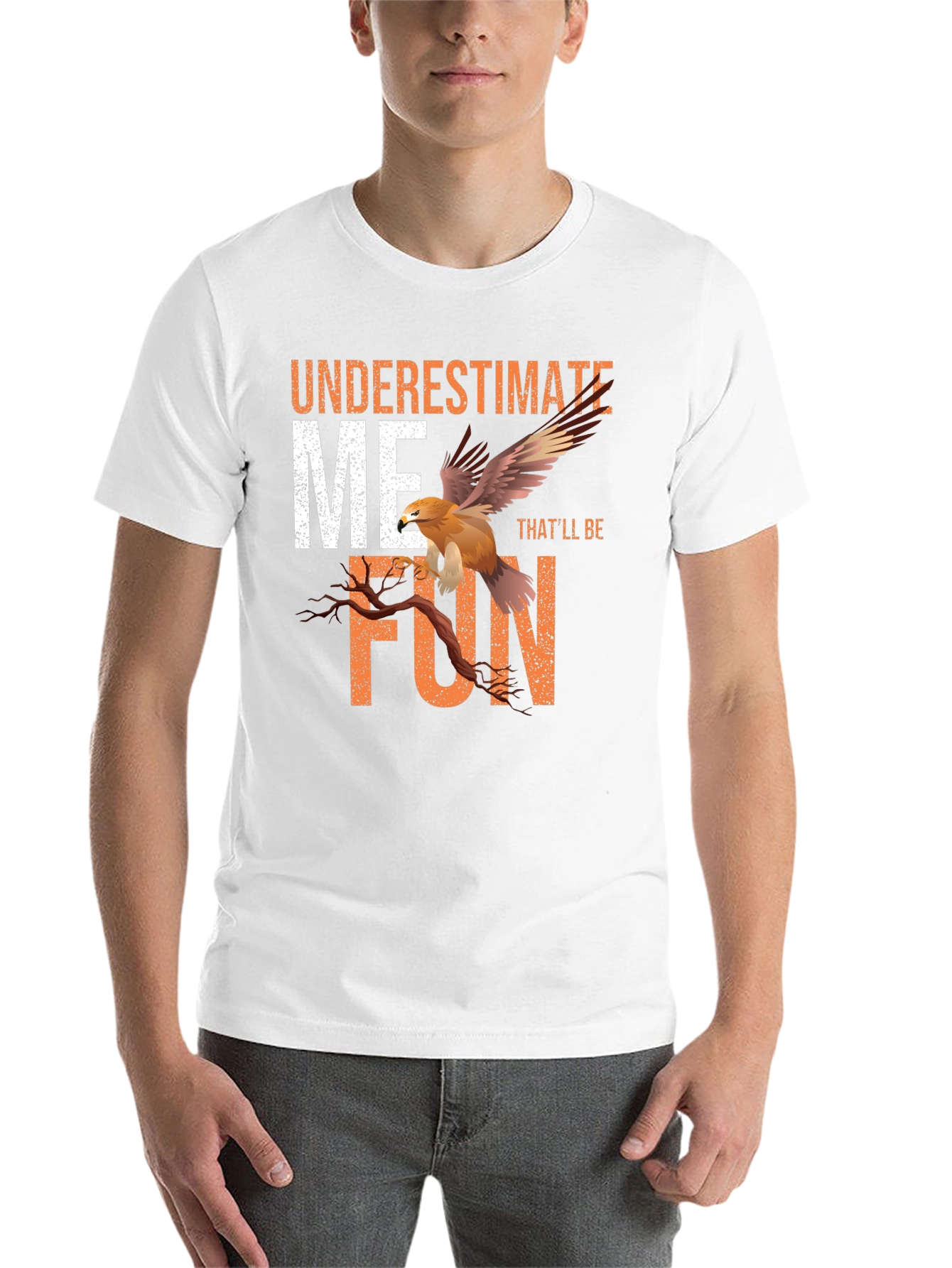 Black Underestimate Me T-Shirt with Eagle Design view 14