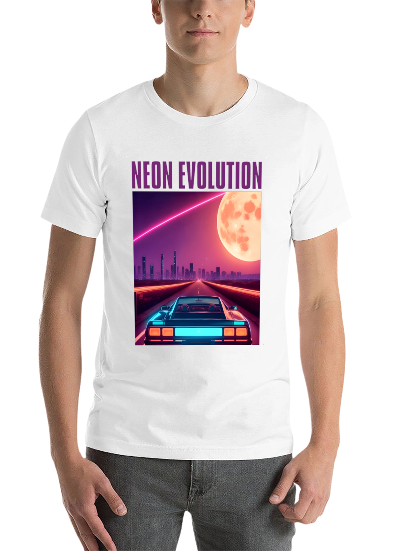 Black Neon Evolution Car Graphic Tee - Retro Style view 14
