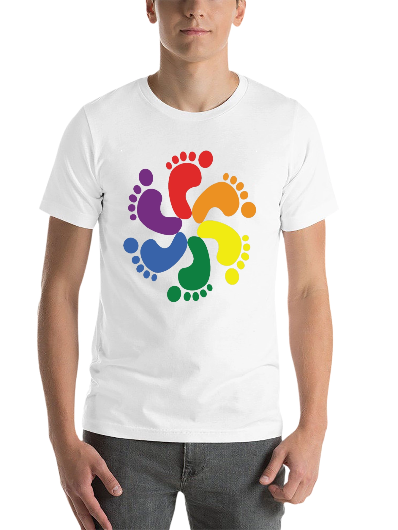 Black Rainbow Footprint T-Shirt - Pride Apparel view 14