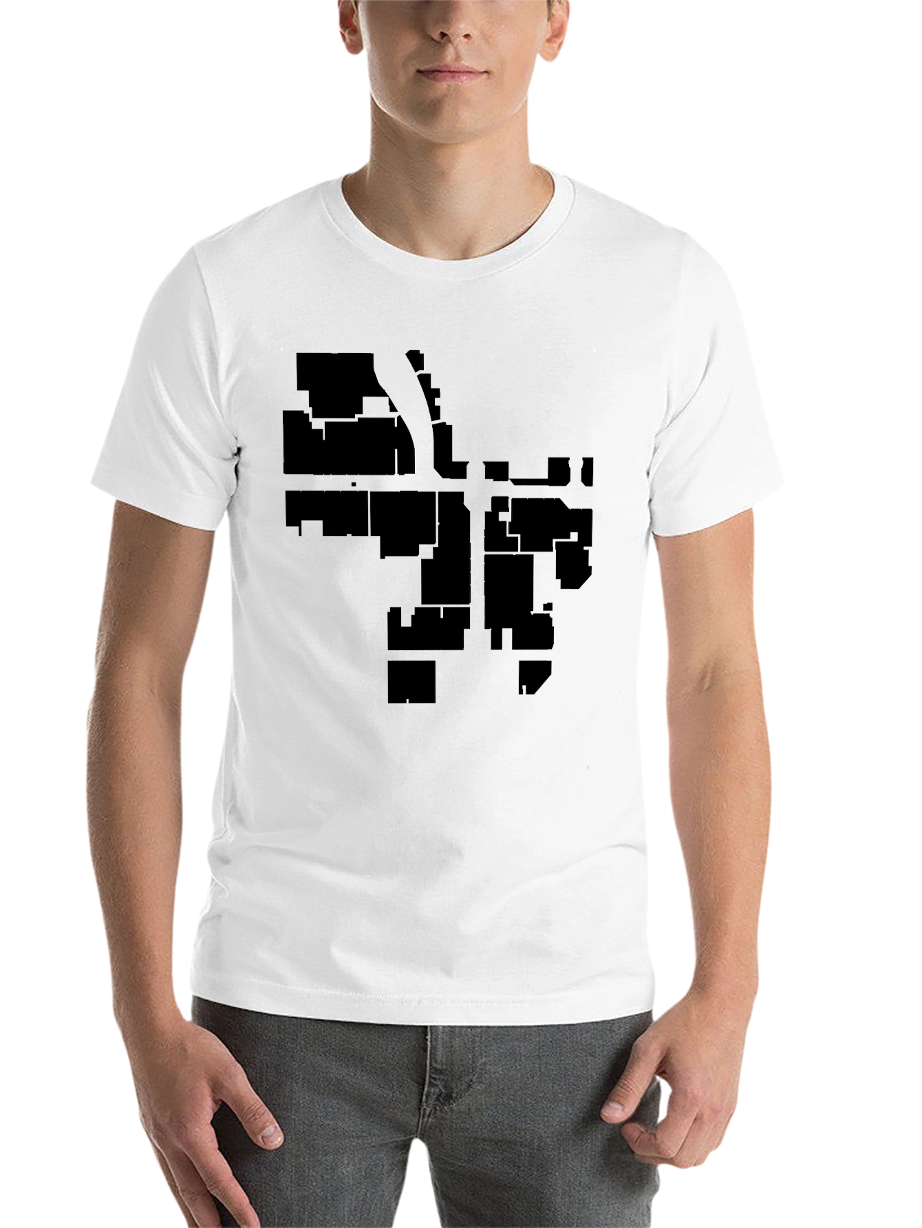 Black Urban Grid Black T-Shirt - Cityscape Style view 14
