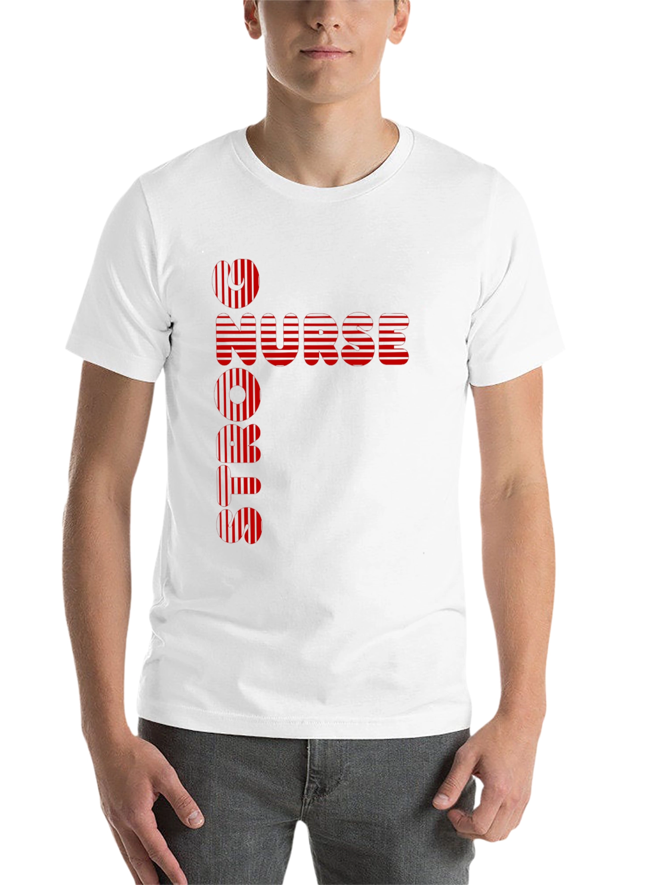 Black Nurse Strong T-Shirt - Red Stripe Design view 14