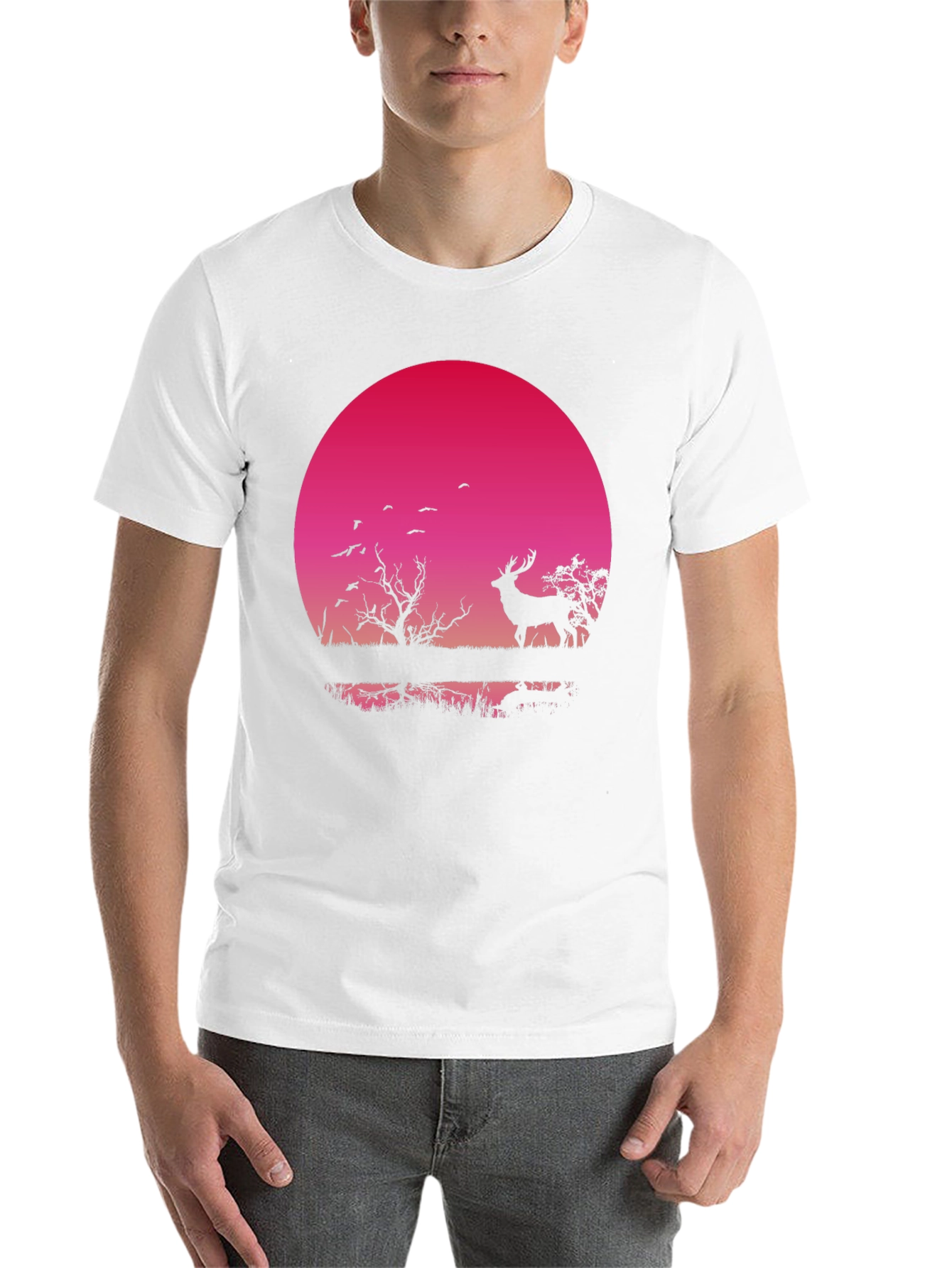 Black Deer Silhouette T-Shirt - Sunset Design view 14
