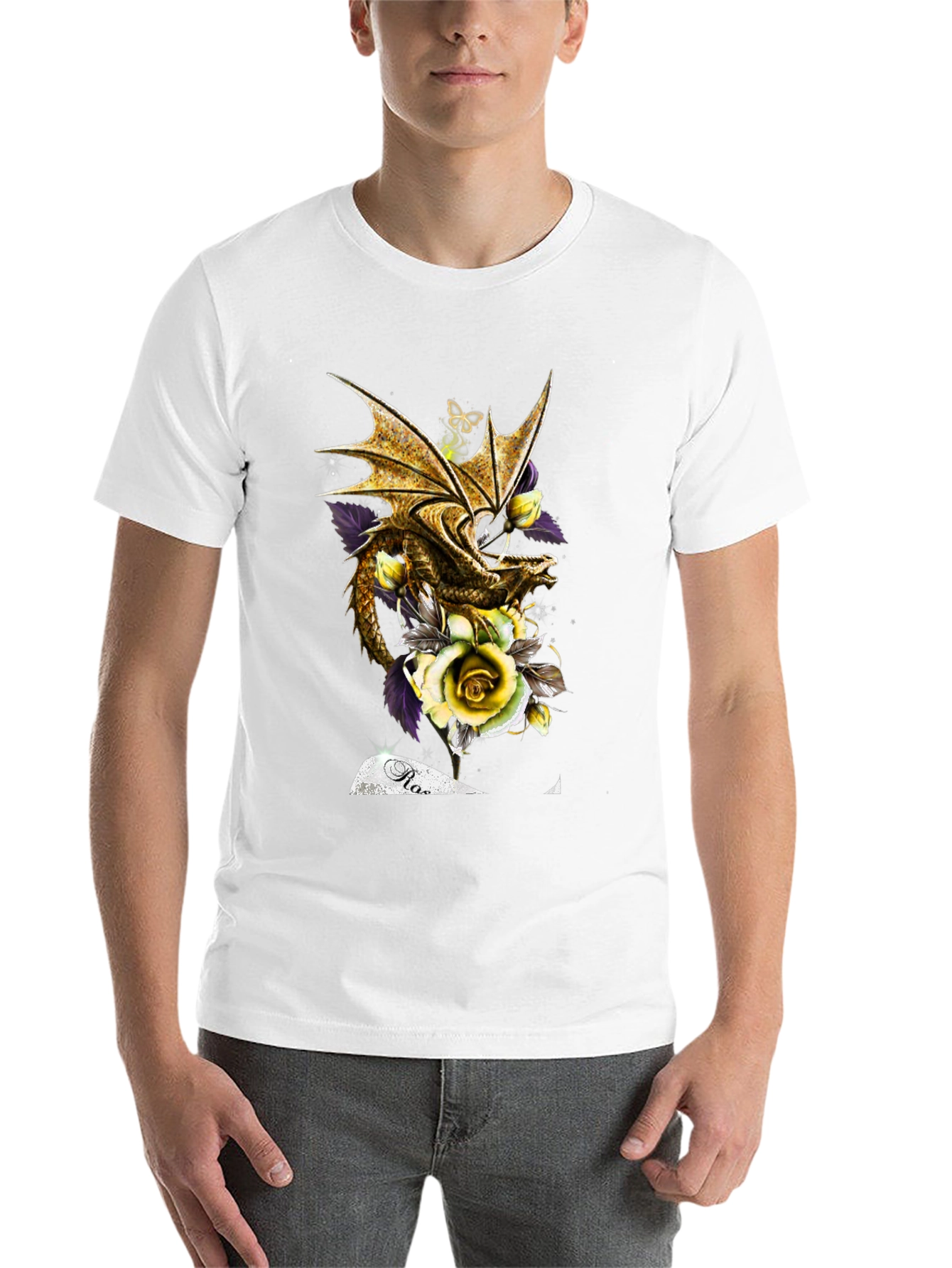 Black Dragon and Roses Graphic Tee view 14