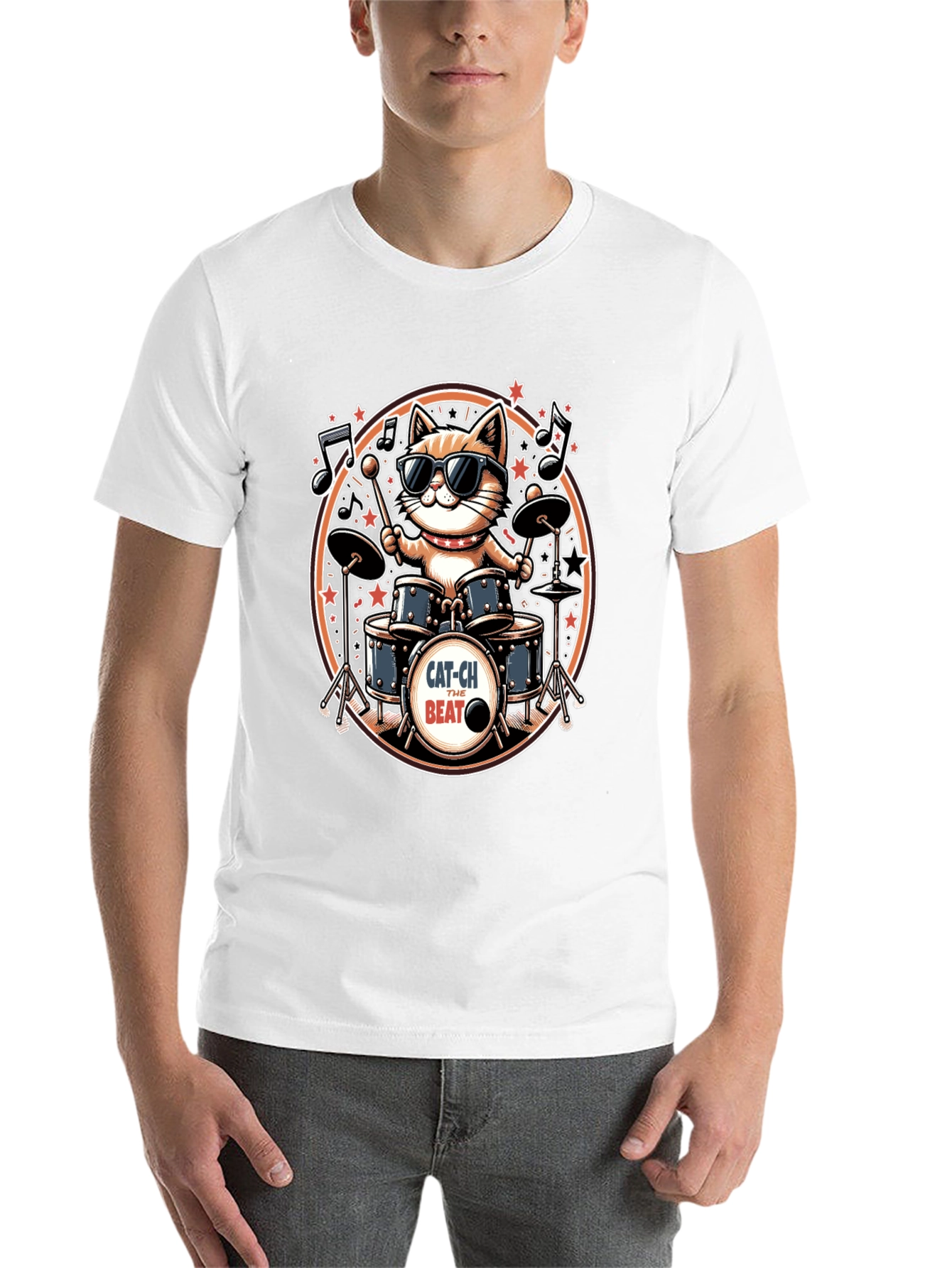 Black Cool Cat Drummer Graphic Tee - Black view 14