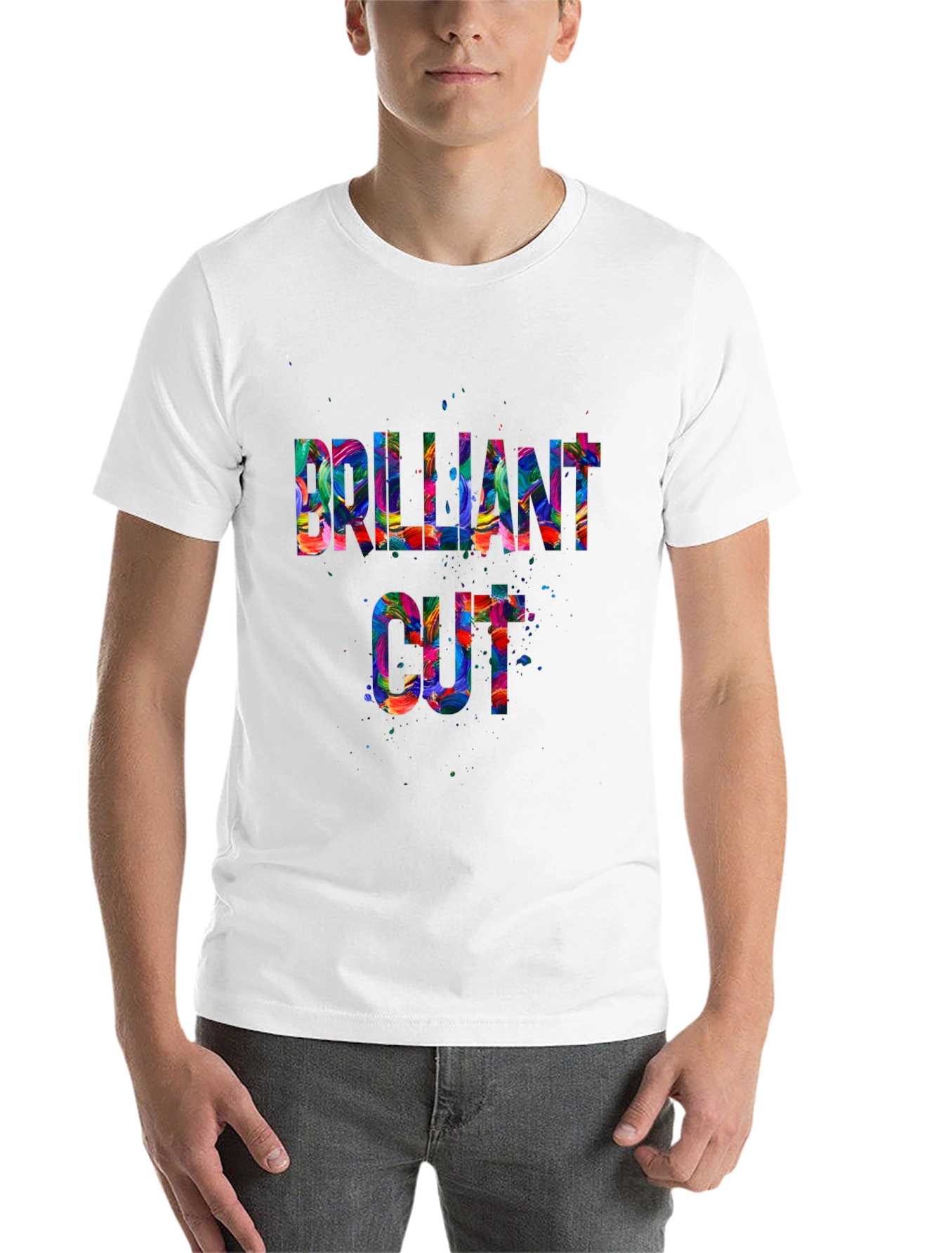 Black Brilliant Cut Graphic T-Shirt - Colorful Design view 14