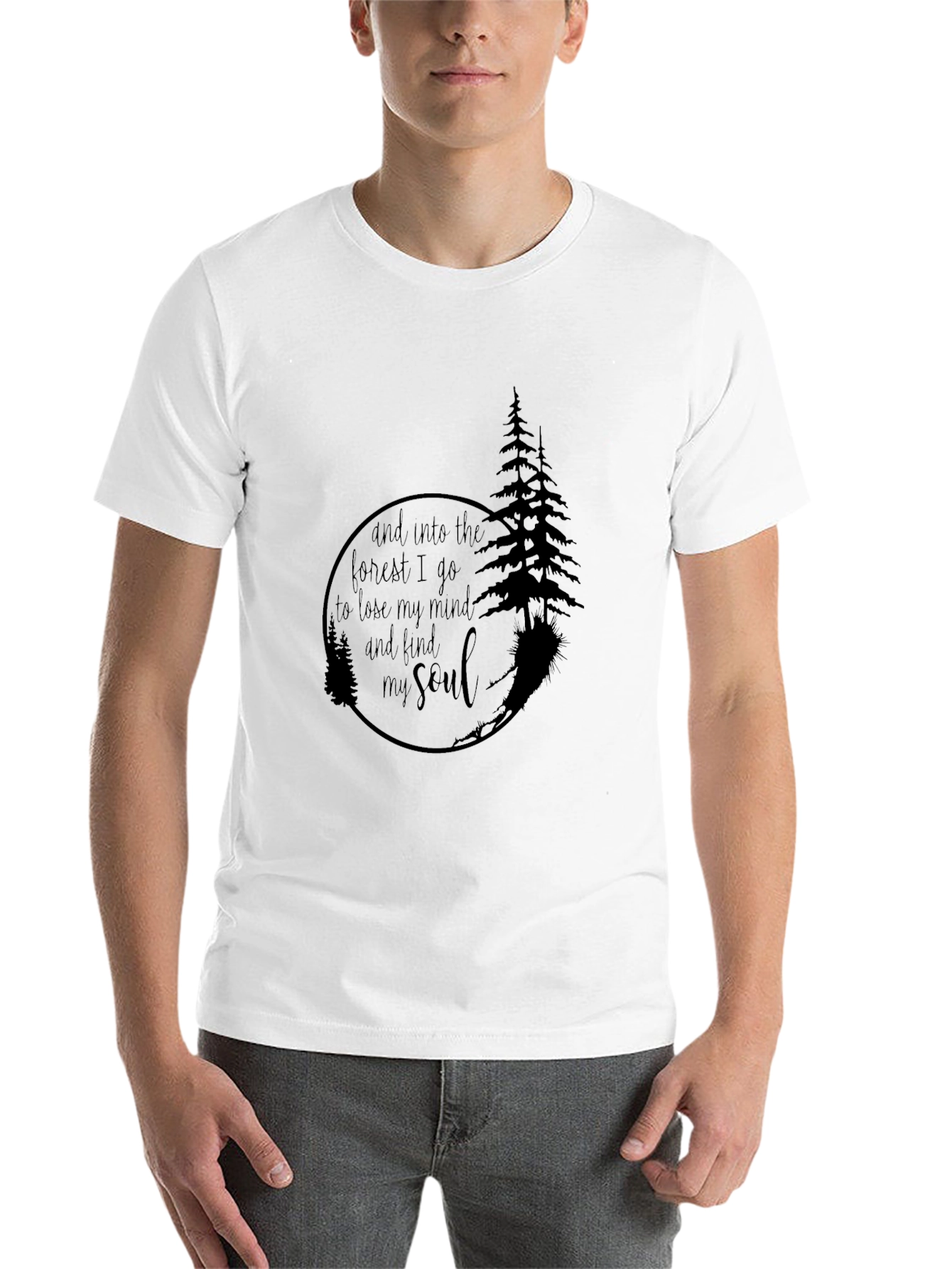 Black Into the Forest Graphic Tee - Unisex Black T-Shirt view 14