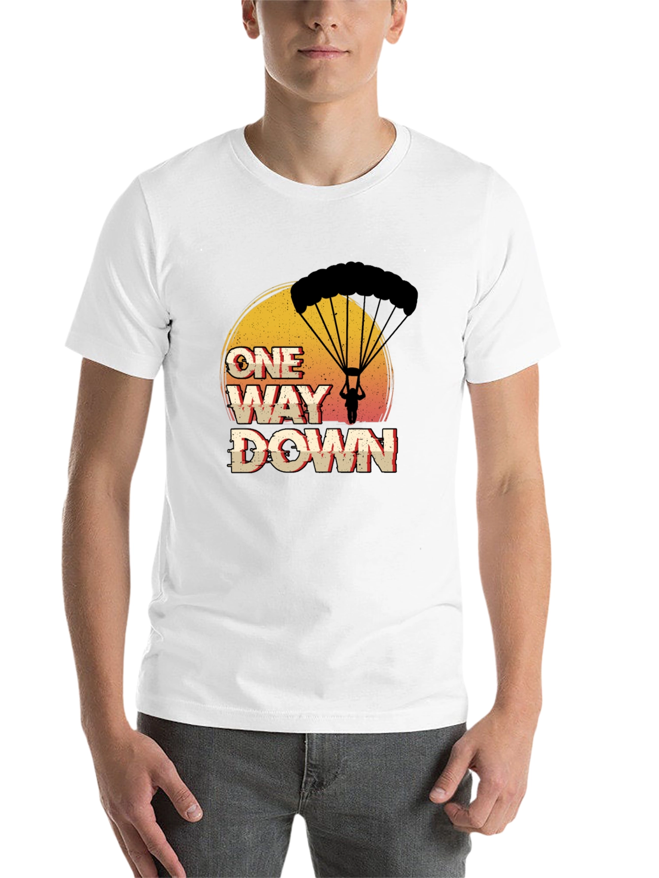 Black One Way Down Parachute Graphic T-Shirt view 14