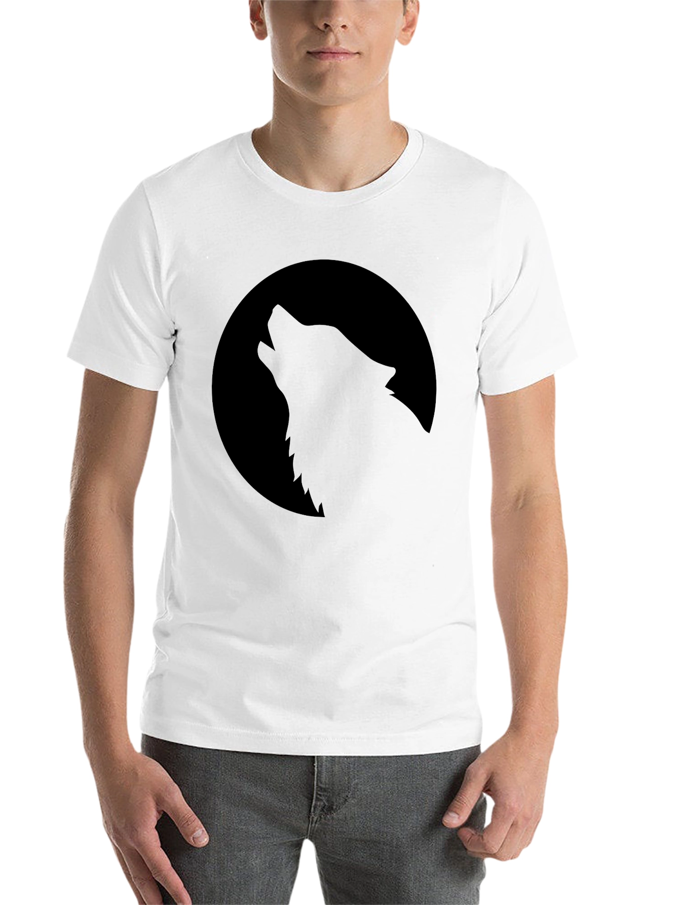 Black Wolf Howling at Moon Graphic Tee - Black view 14