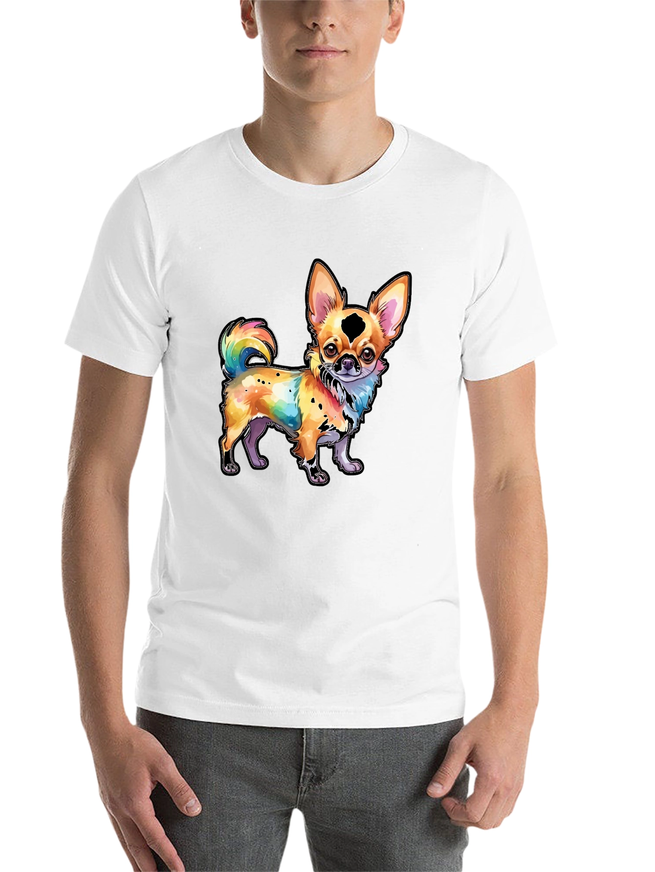 Black Rainbow Chihuahua Graphic Tee - Stylish Dog Lover Shirt view 14