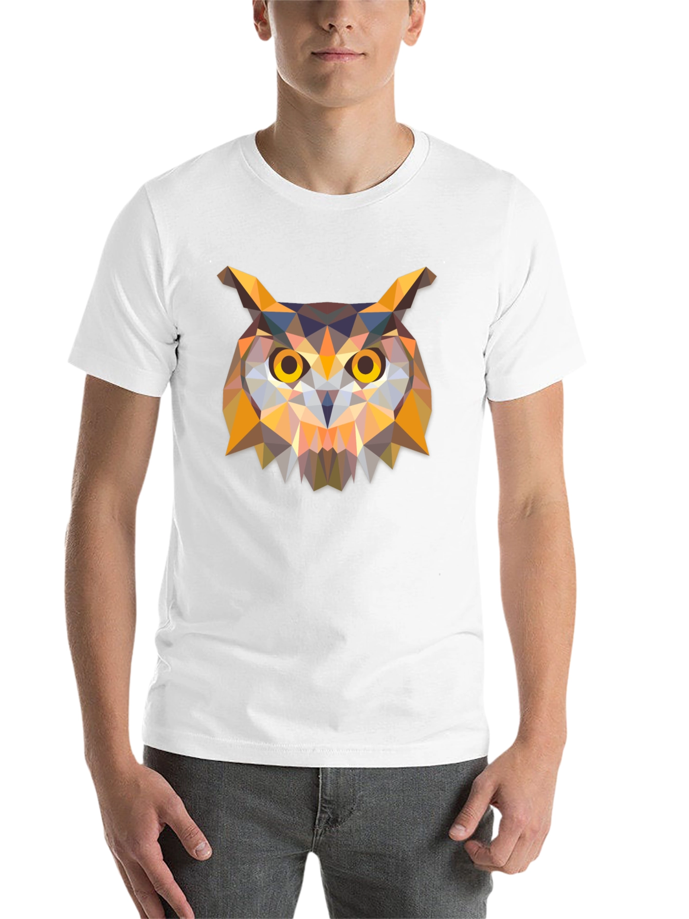 Black Geometric Owl Graphic Black T-Shirt view 14