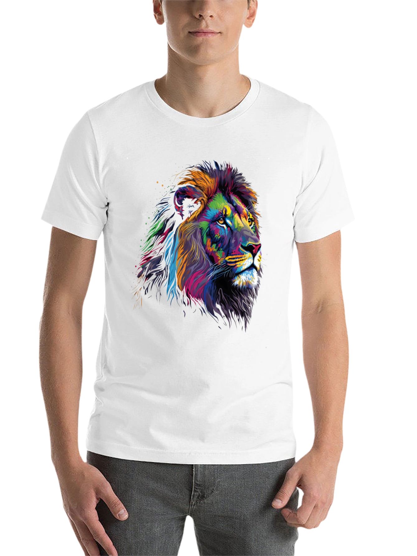 Black Vibrant Lion Graphic Tee - Bold Statement T-Shirt view 14