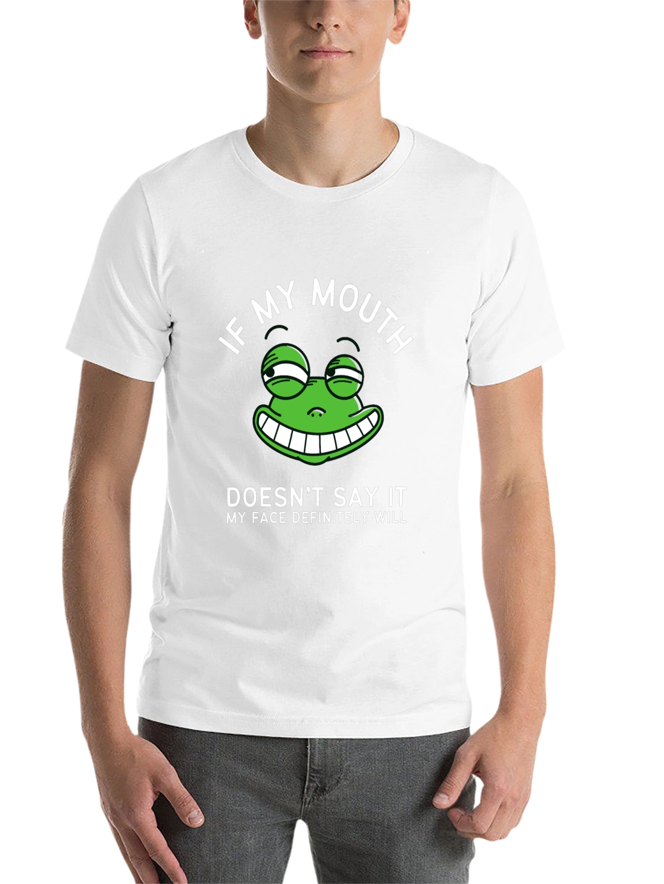 Black Funny Graphic T-Shirt: If My Mouth Doesn't Say It, My Face Will view 14