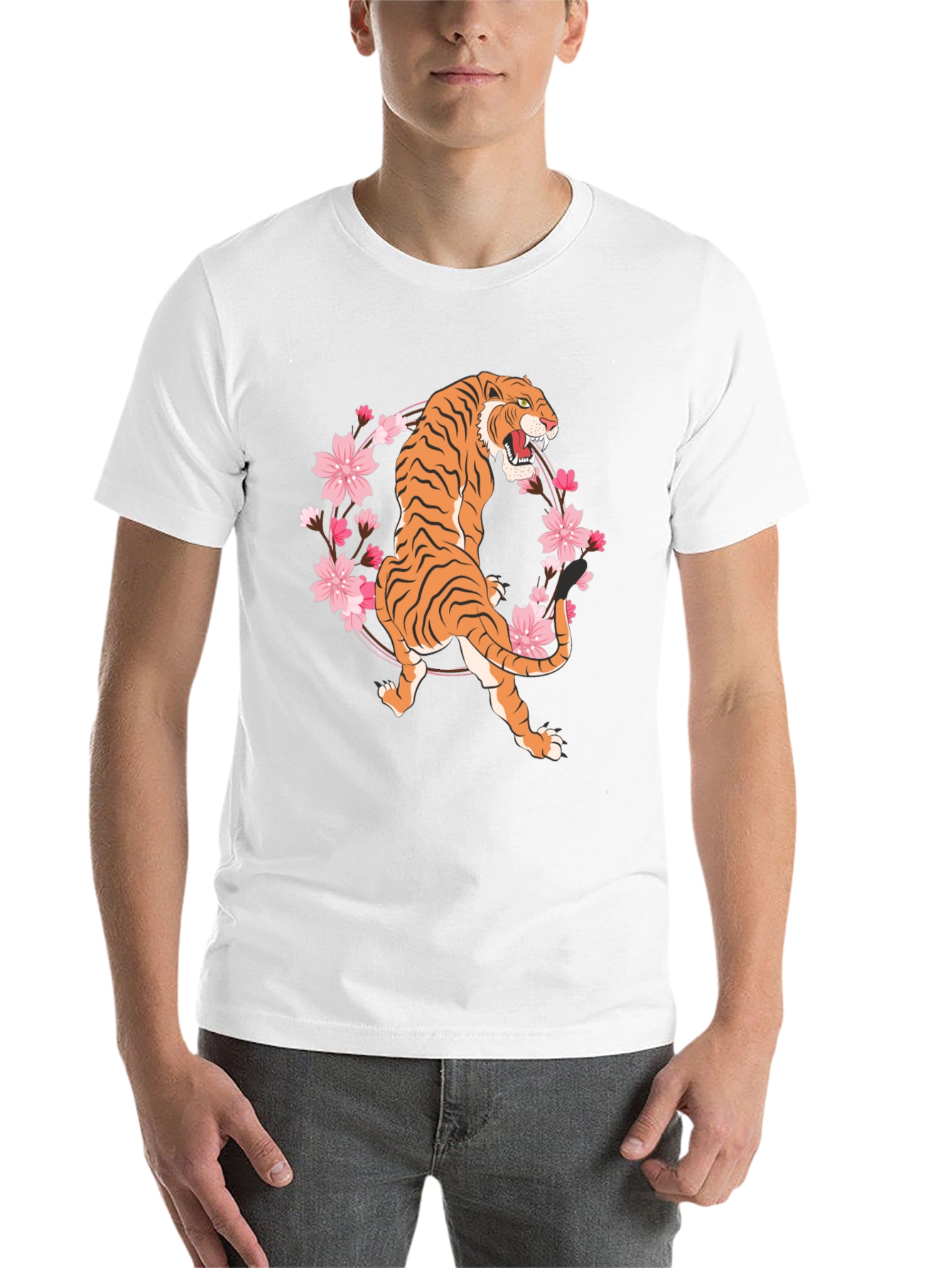 Black Tiger & Cherry Blossom Graphic Tee - Black view 14