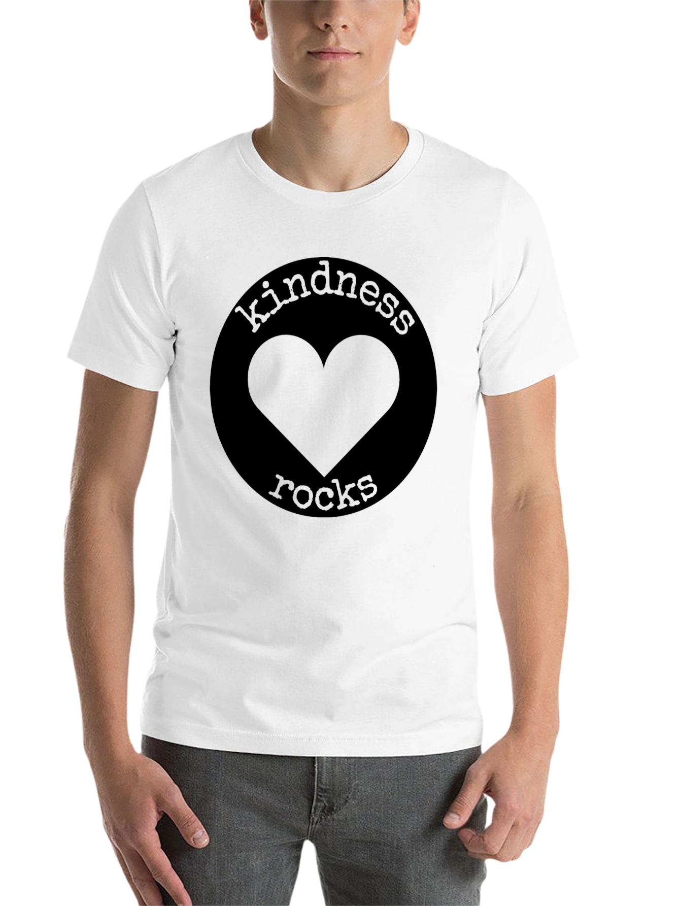 Black Kindness Rocks Graphic Tee - Black T-Shirt with Heart Design view 14