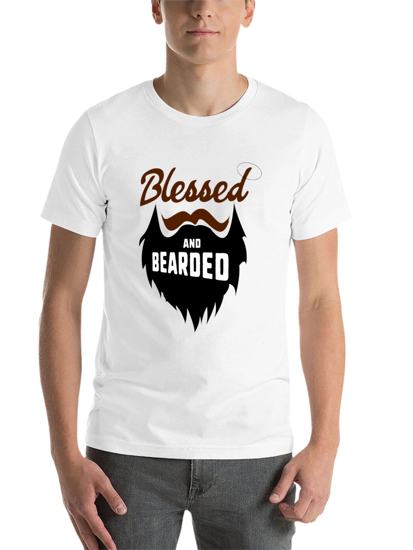 Black Blessed and Bearded Black Graphic T-Shirt view 14