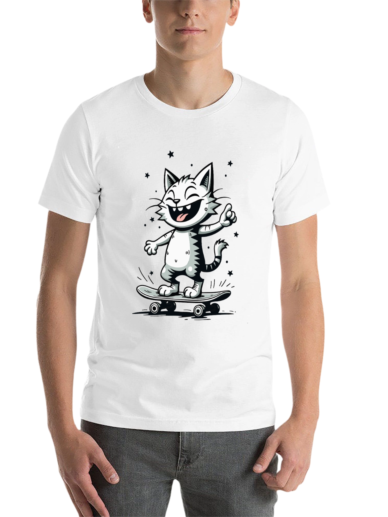 Black Cool Cat Skateboard T-Shirt - Black view 14