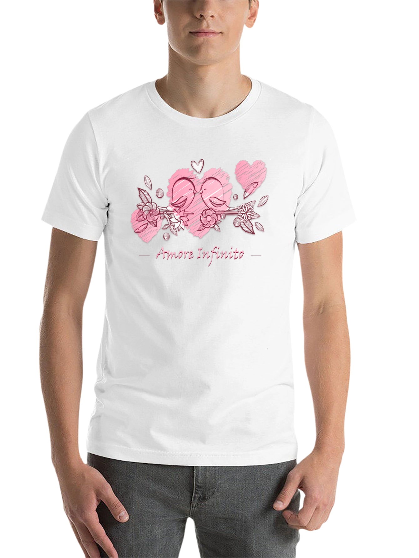 Black Amore Infinito T-Shirt - Love Birds Design view 14