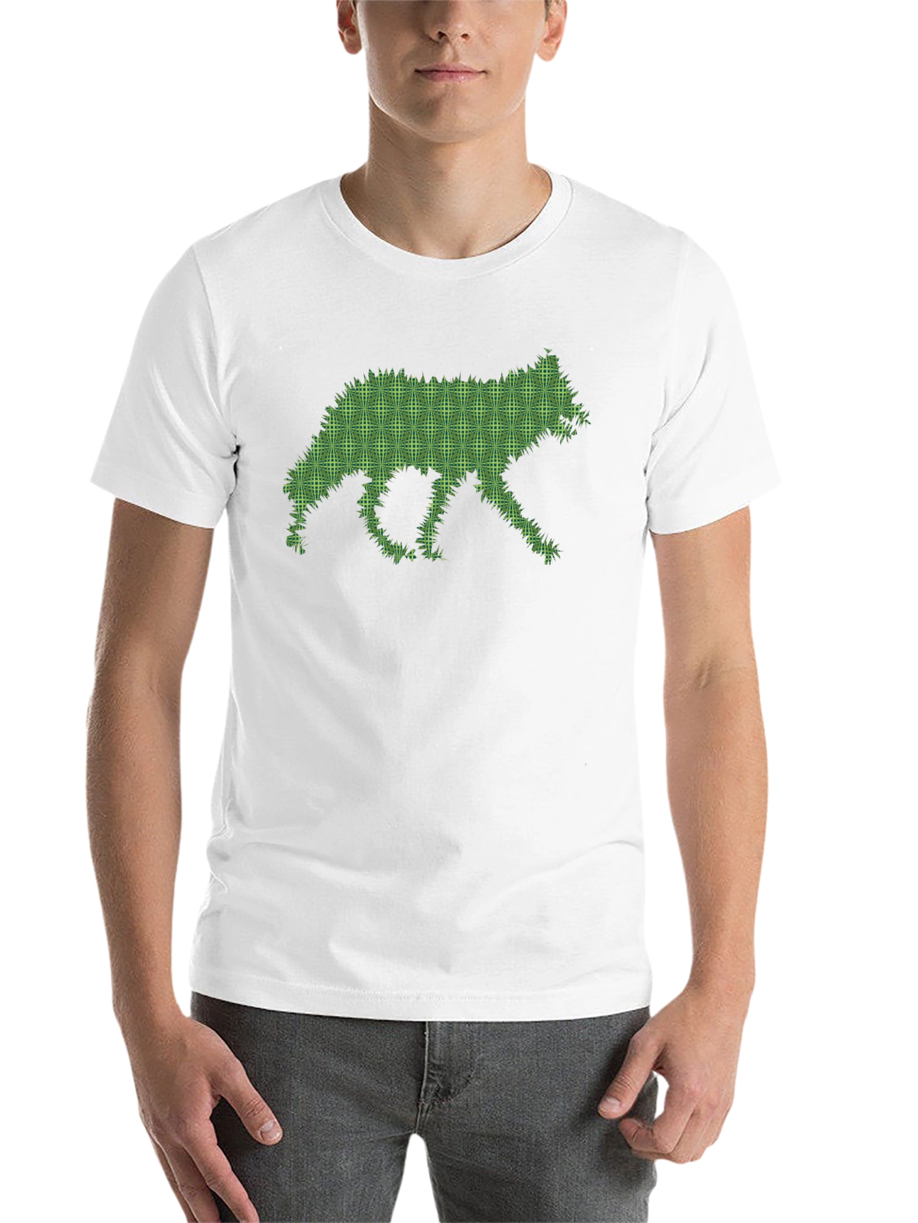Black Green Wolf Silhouette Black Tee view 14