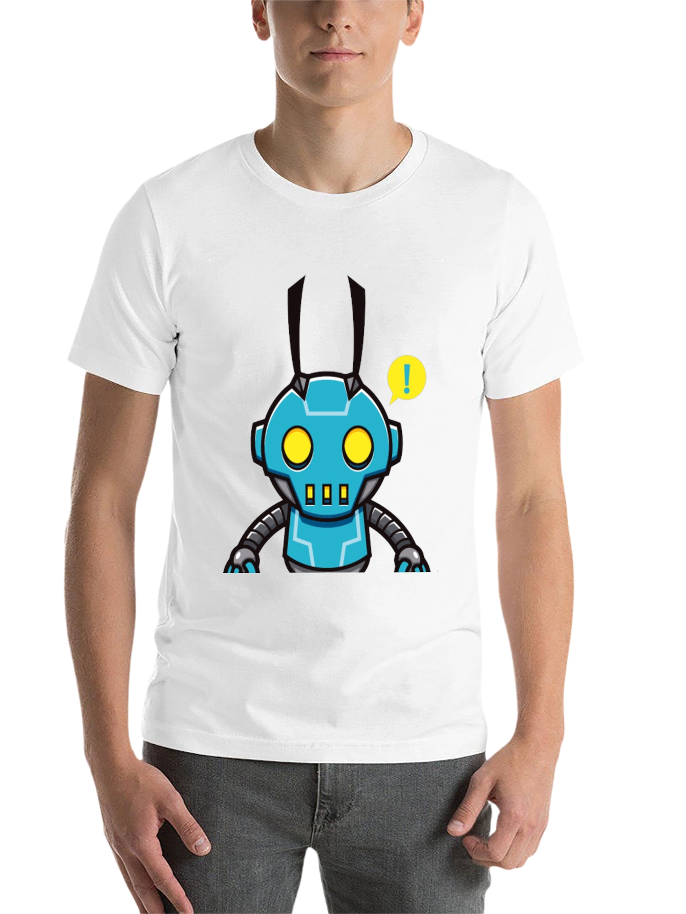 Black Robot Graphic Tee - Black T-Shirt with Funky Robot Design view 14