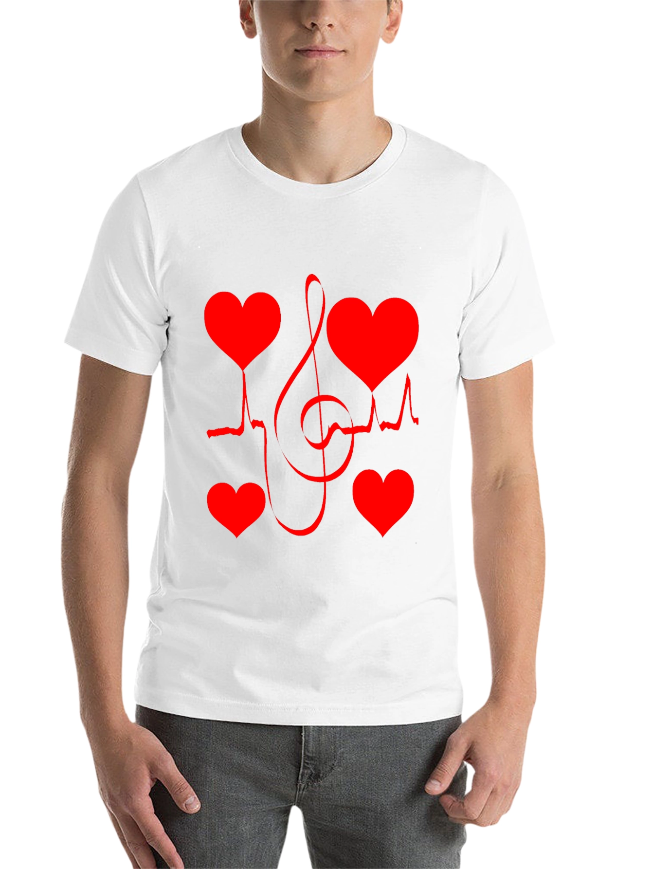 Black Heartbeat Music Note Graphic Tee view 14