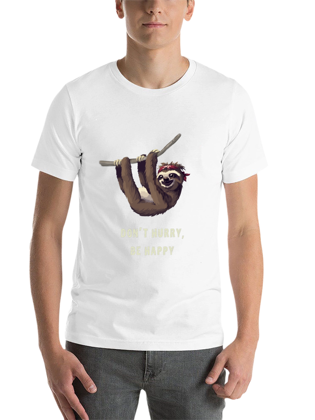 Black Don't Hurry, Be Happy Sloth T-Shirt view 14
