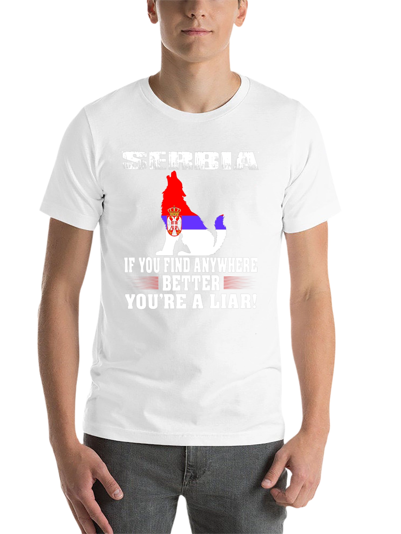 Serbia Wolf Flag Graphic Tee - Patriotic Pride T-Shirt - 14