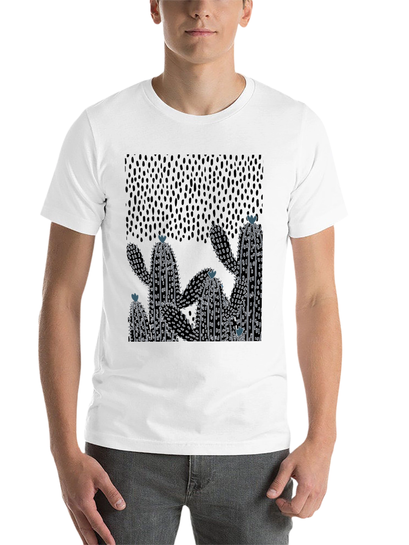 Black Cactus Graphic Print Crew Neck T-Shirt view 14