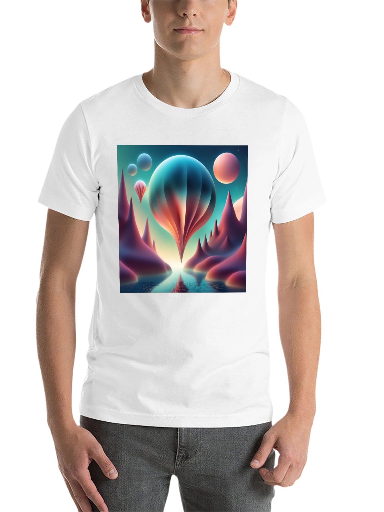 Black Surreal Landscape Graphic Tee view 14