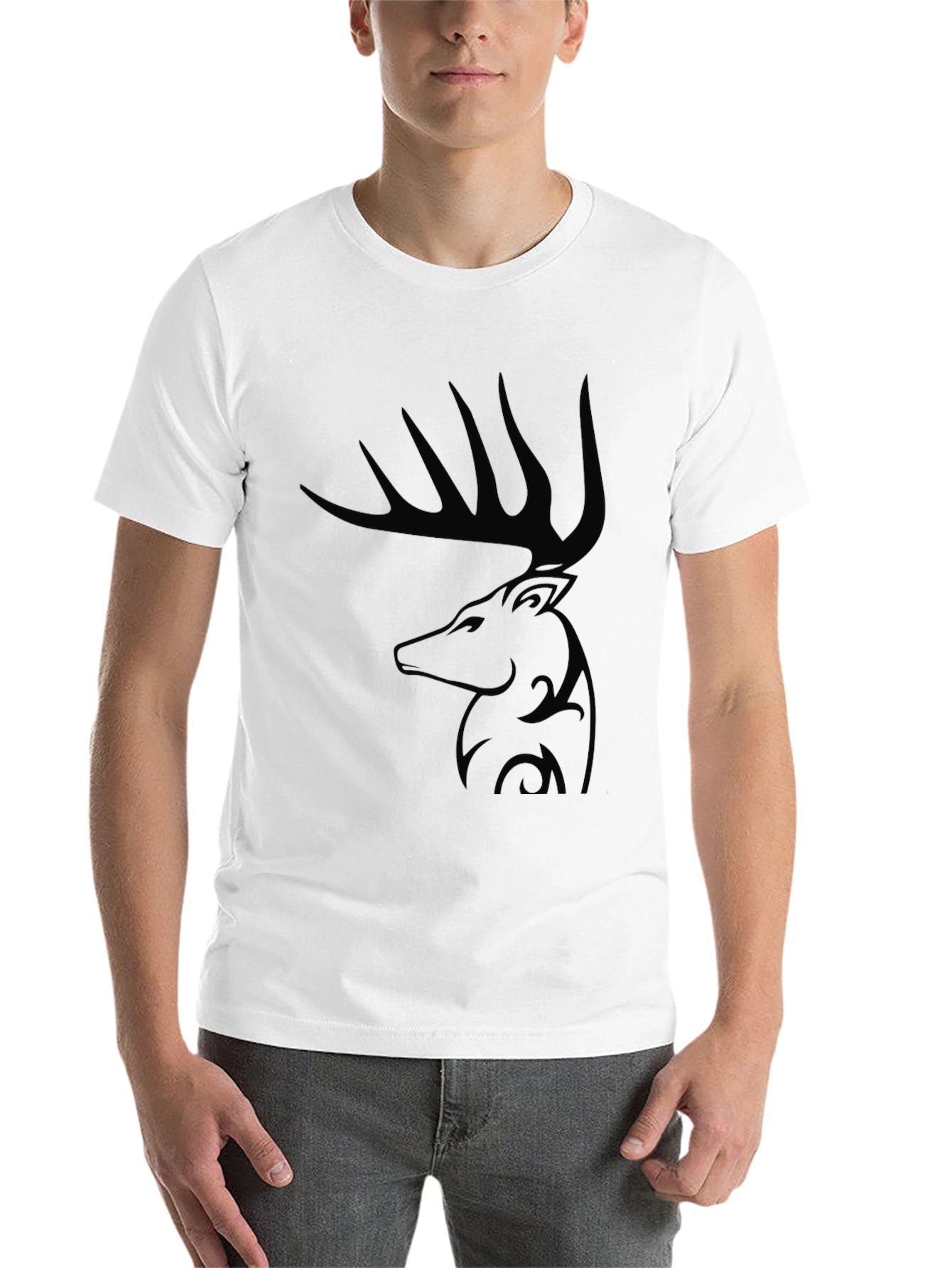 Black Black Deer Graphic Tee - Stylish Men's Casual T-Shirt view 14
