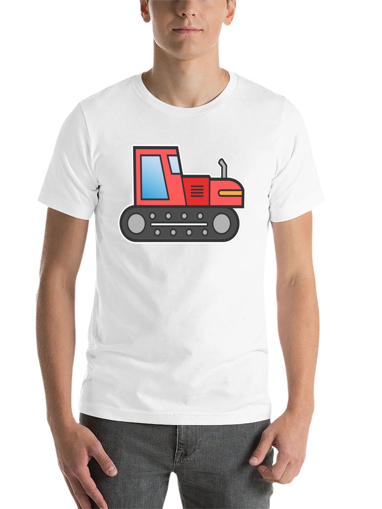 Black Cartoon Tractor Graphic T-Shirt view 14