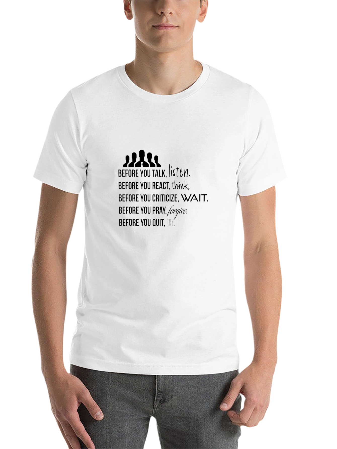 Black Inspirational Quote T-Shirt - Before You Speak Listen Tee view 14