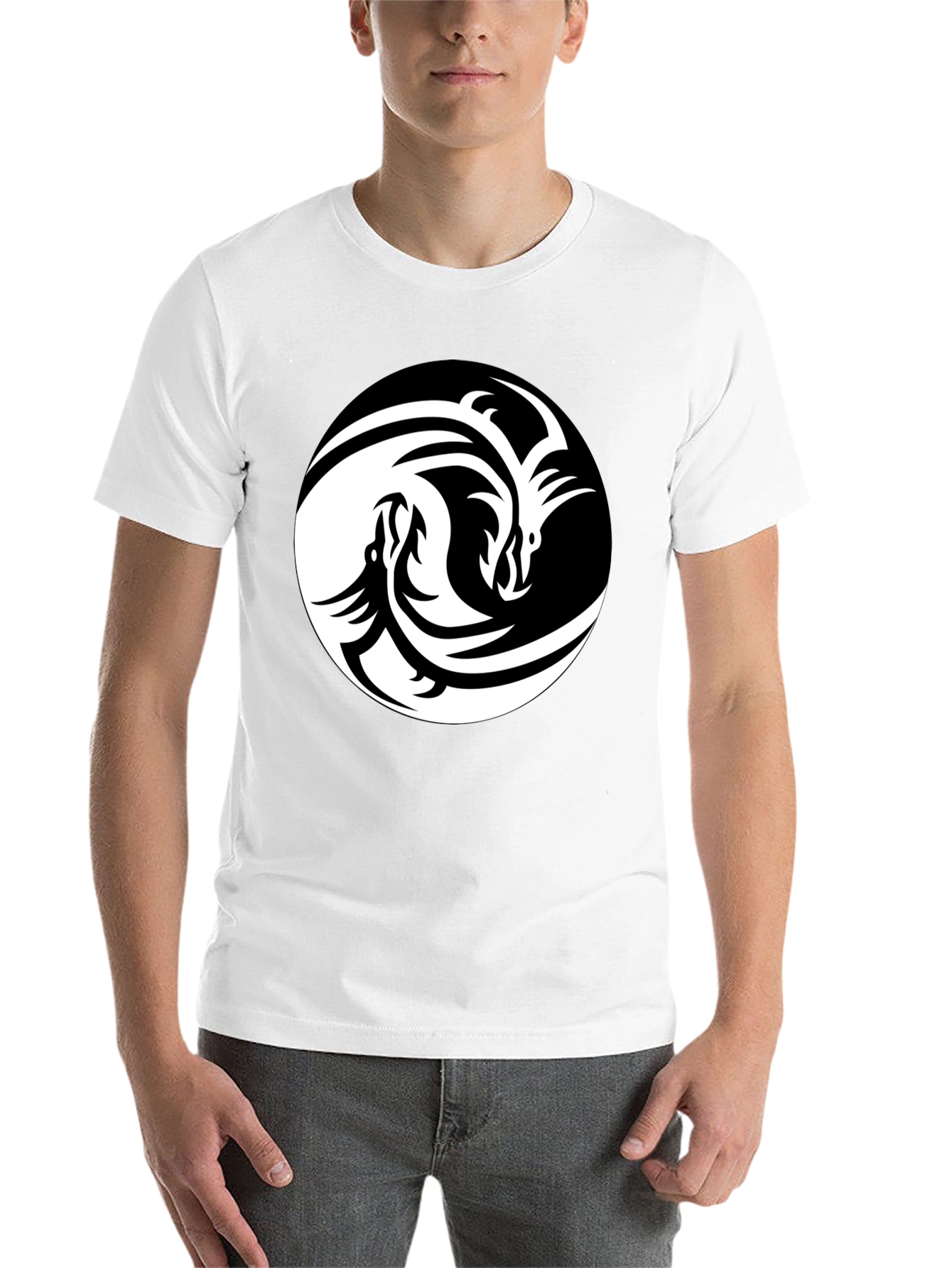 Black Yin Yang Dragon Graphic Tee - Black view 14