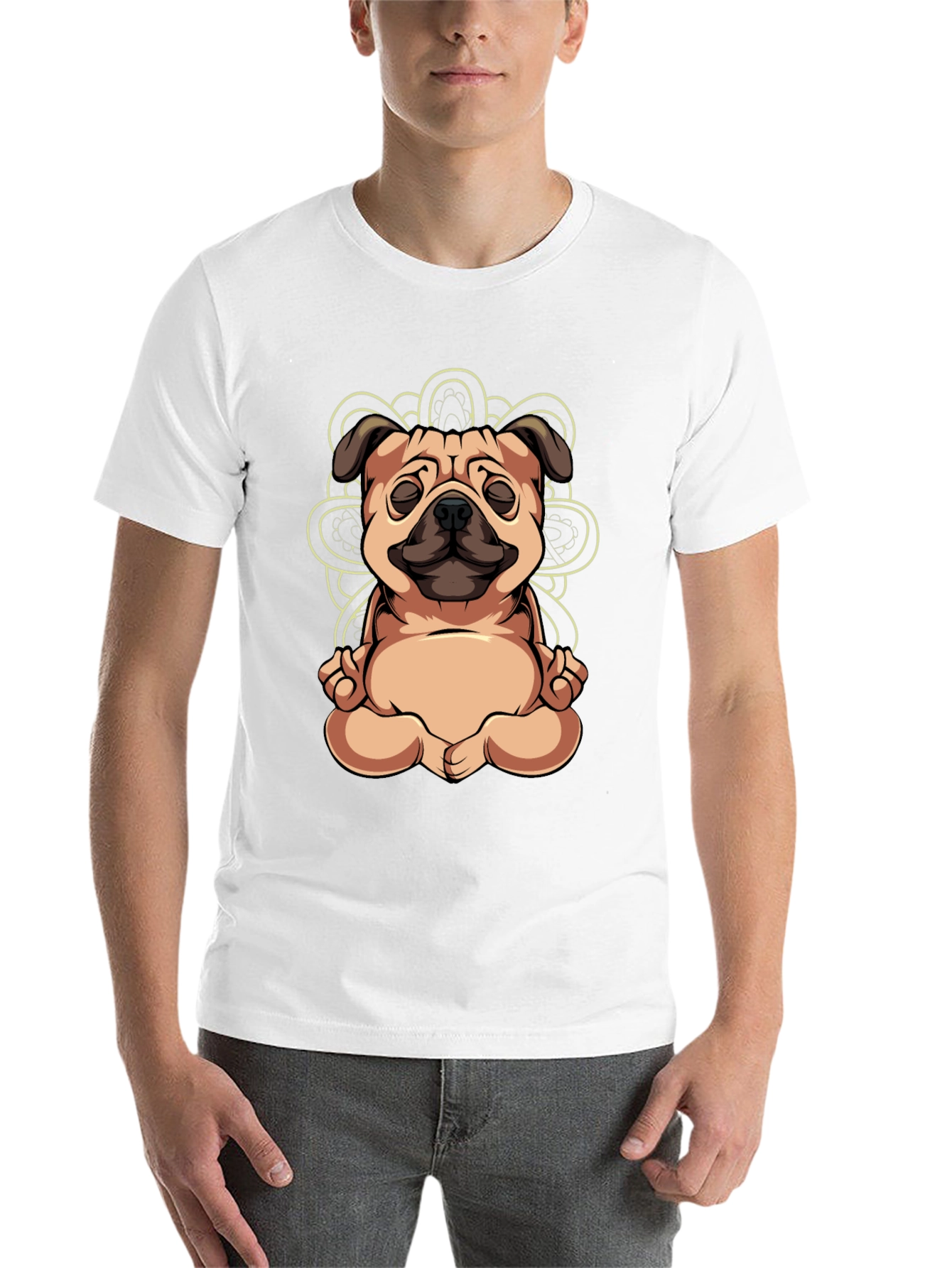 Black Yoga Pug Black T-Shirt - Meditating Dog Tee view 14