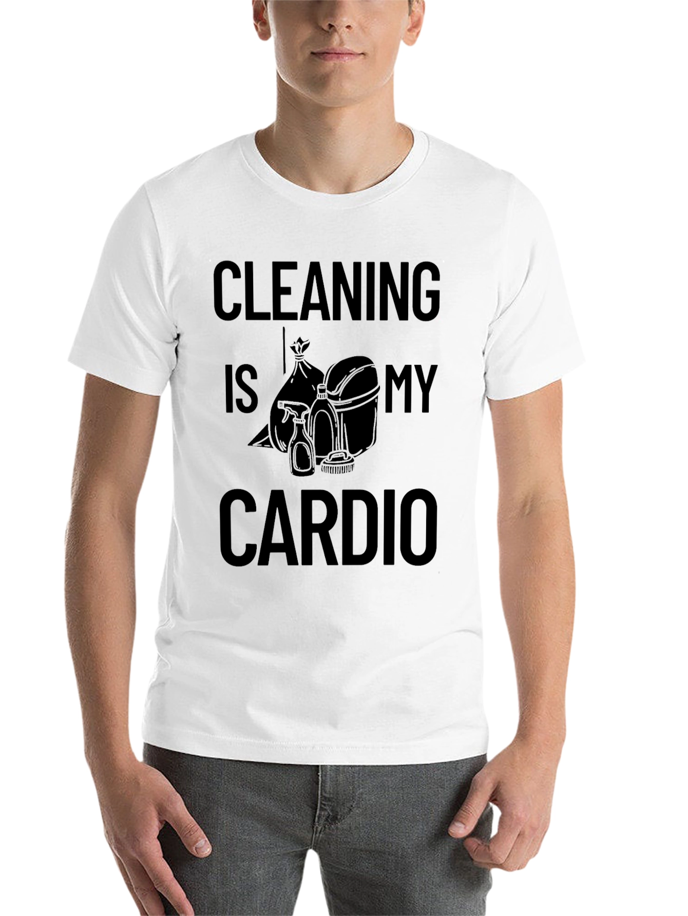 Black Cleaning Is My Cardio T-Shirt view 14