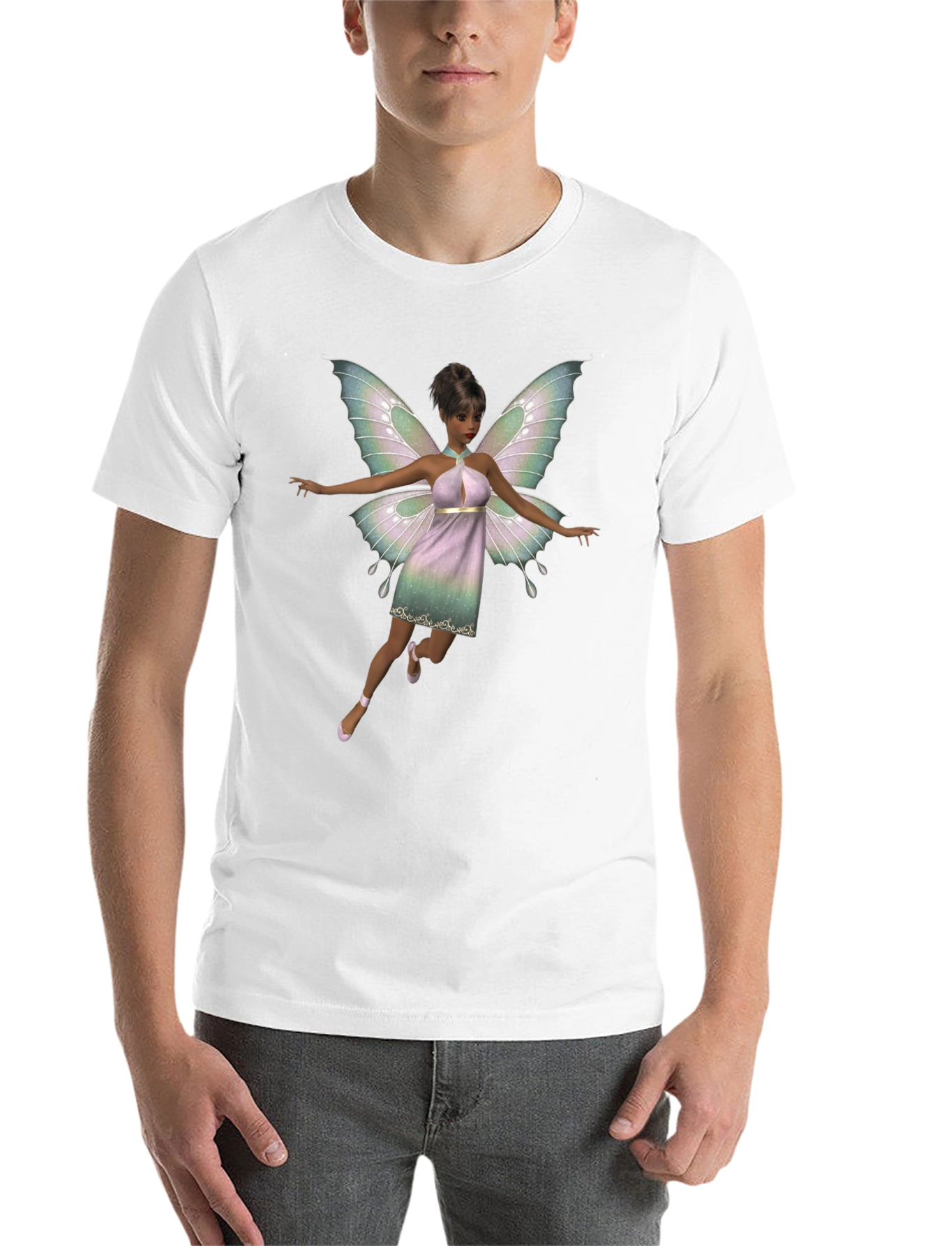 Black Fairy Graphic Black T-Shirt for Men view 14