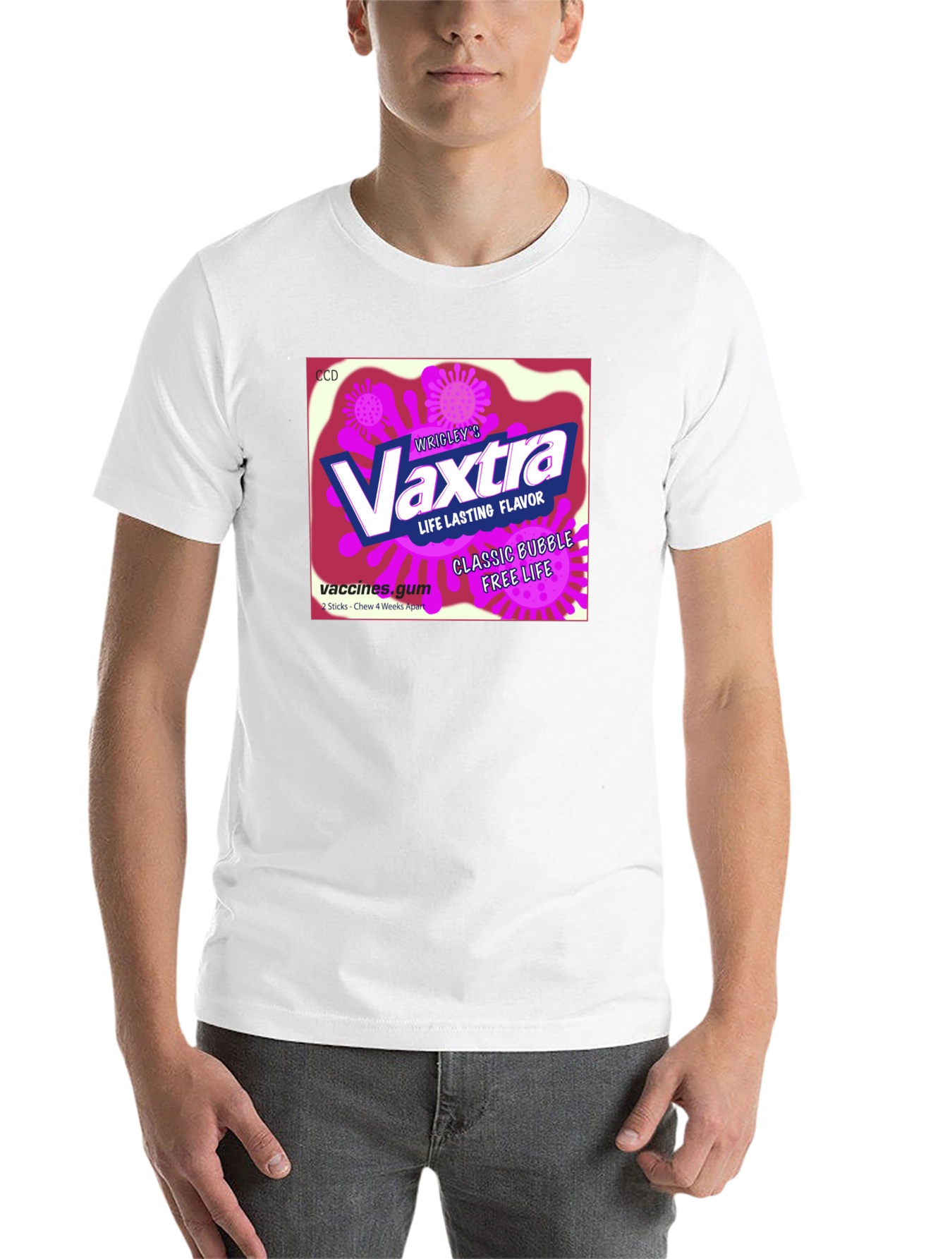 Black Vaxtra Gum T-Shirt - Funny Vaccine Design view 14