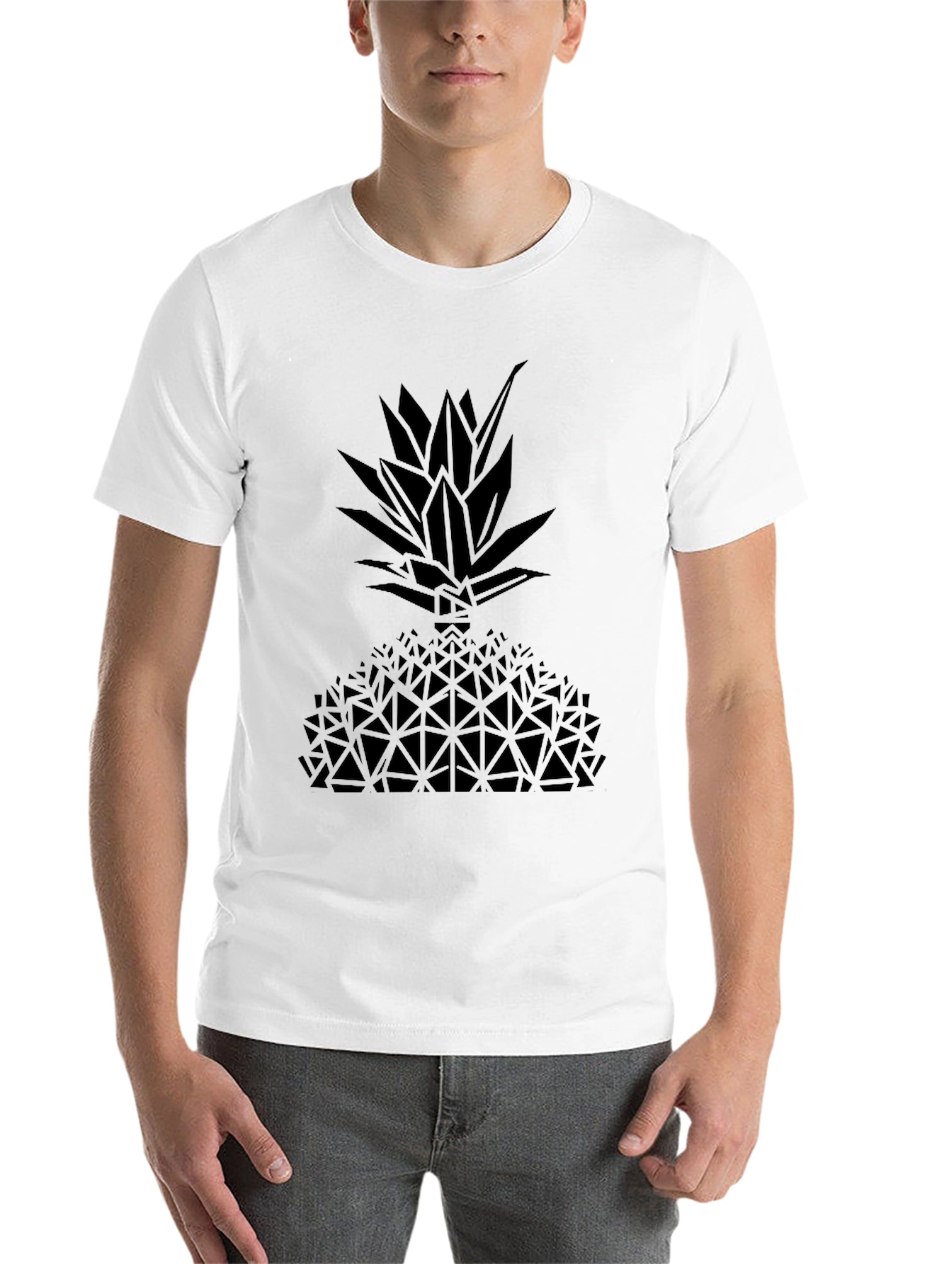 Black Geometric Pineapple Graphic Tee - Black view 14