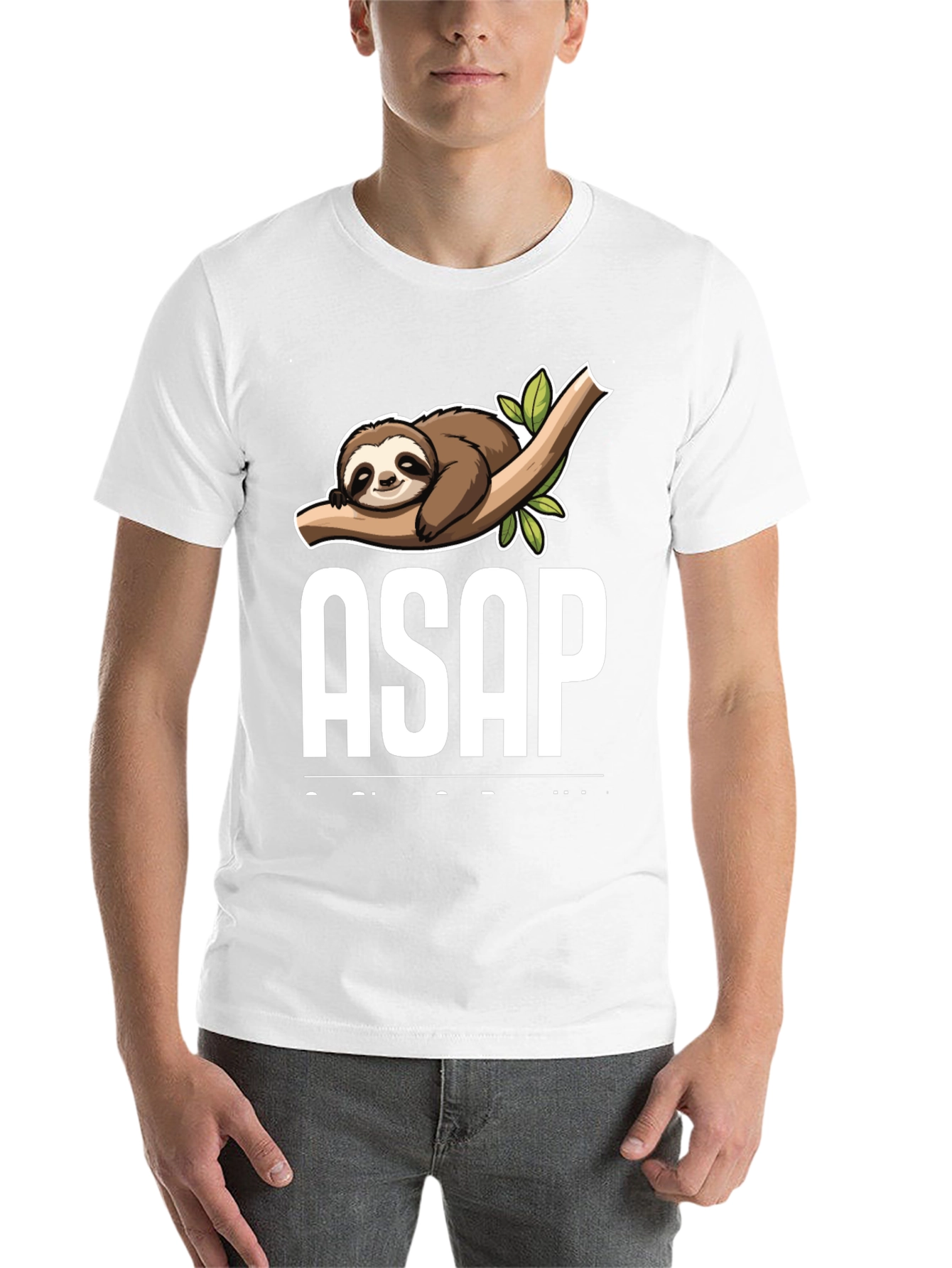Black Funny Sloth ASAP T-Shirt - Lazy Humor Tee view 14