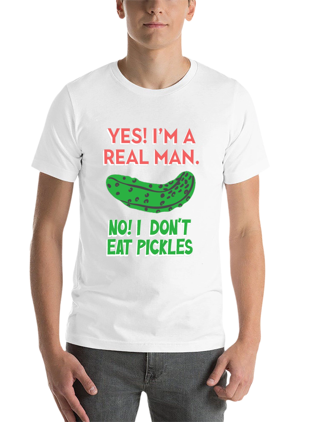 Black Funny Pickle T-Shirt - Real Man Humor Tee view 14