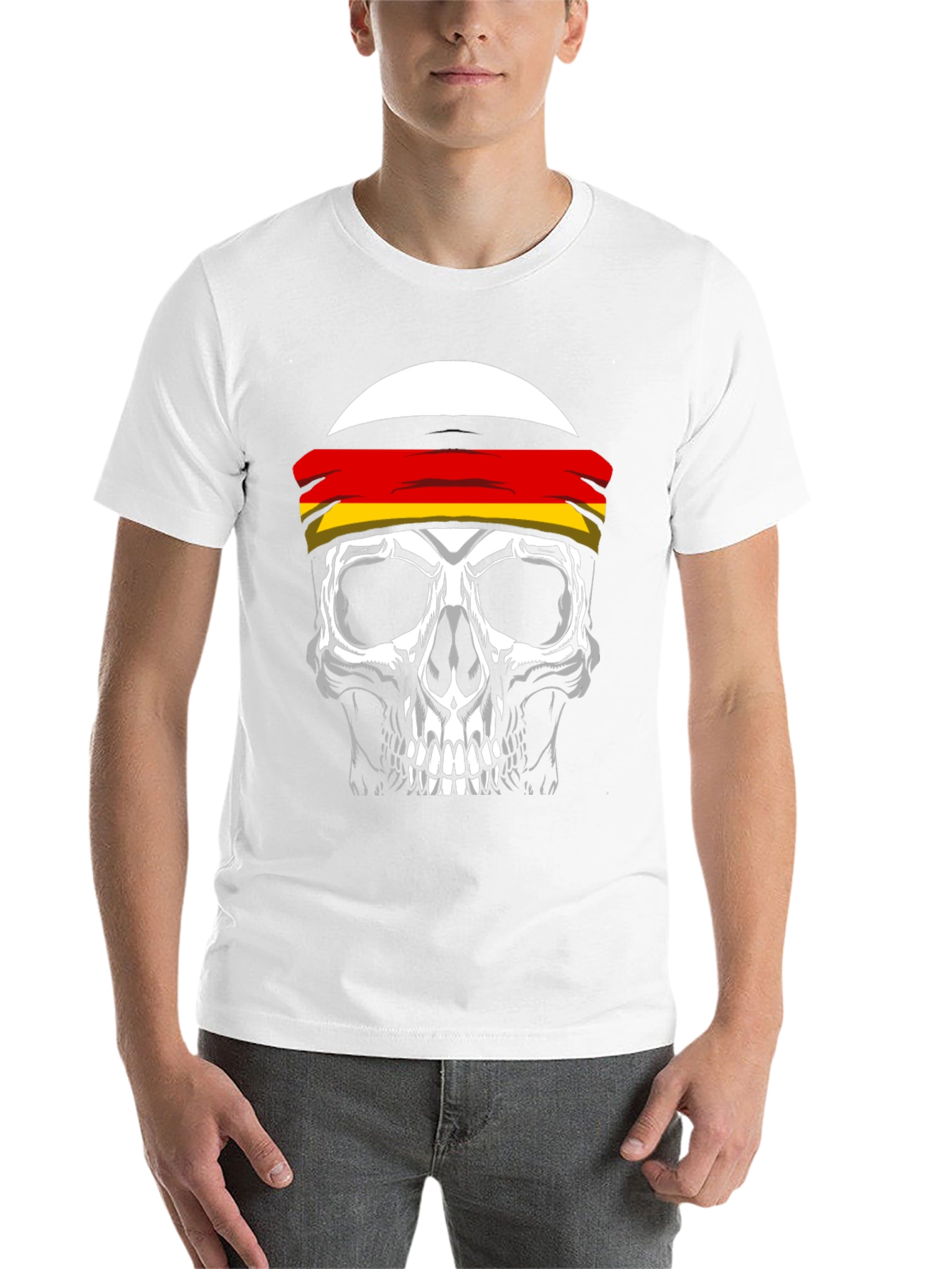 Skull with German Flag Headband Graphic Tee - 14